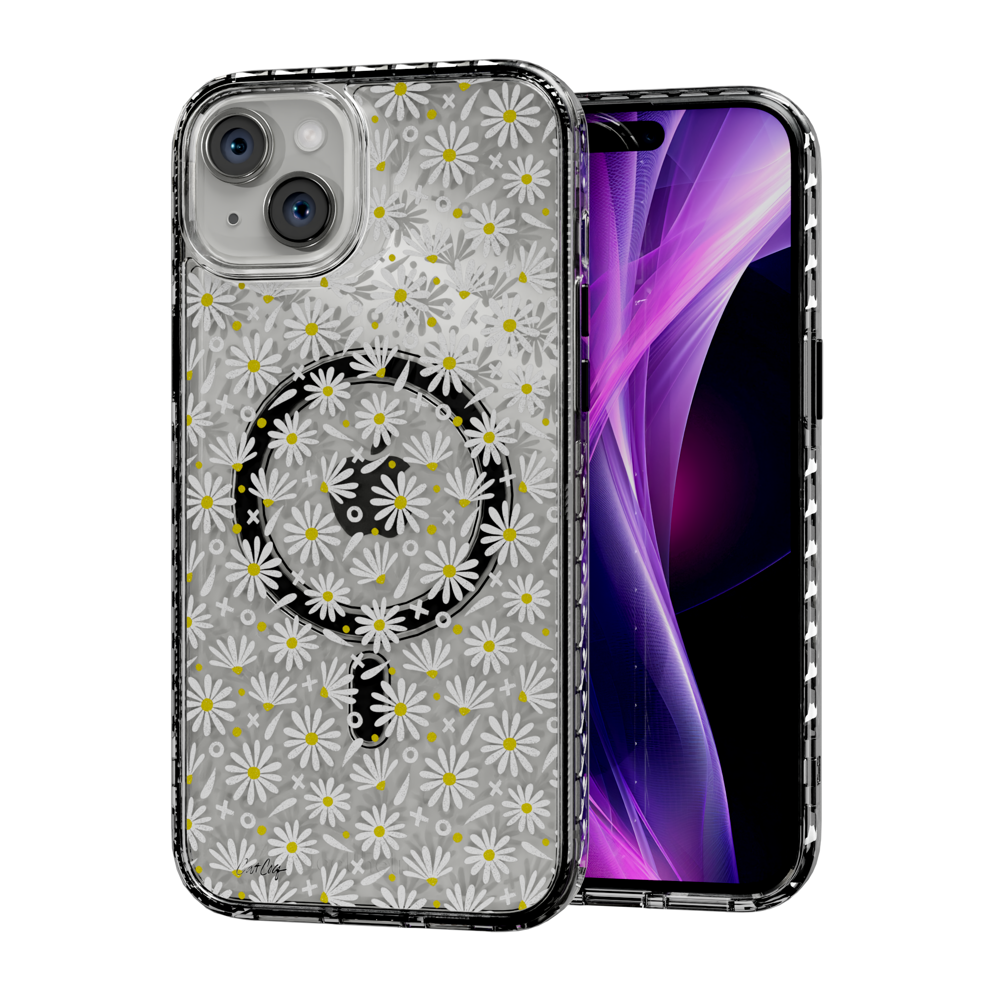 White Daisies by CatCoq | iPhone 14 Series |  MagSafe® Case iPhone 14 Plus / Crystal Clear