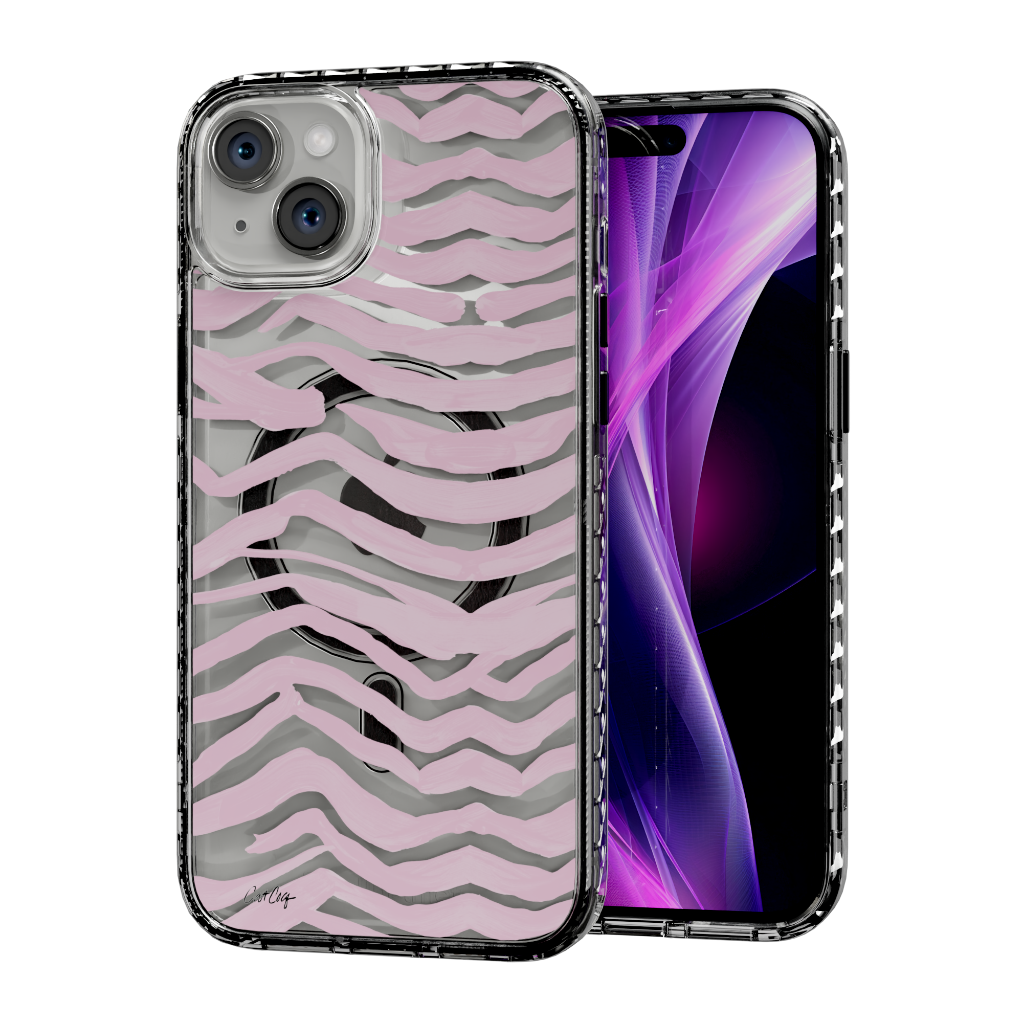 Zebra Blush by CatCoq | iPhone 14 Series |  MagSafe® Case iPhone 14 Plus / Crystal Clear