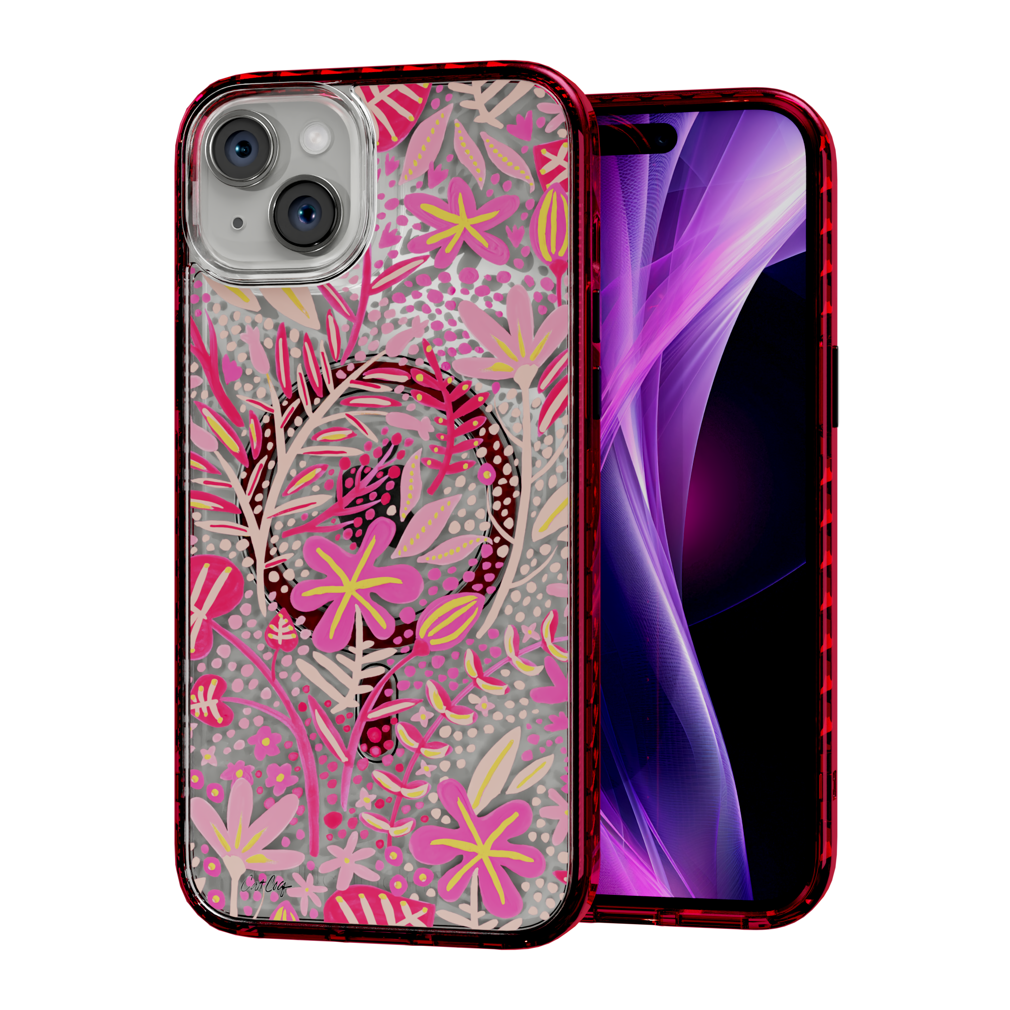 Garden Pink by CatCoq | iPhone 14 Series |  MagSafe® Case iPhone 14 Plus / Turbo Red