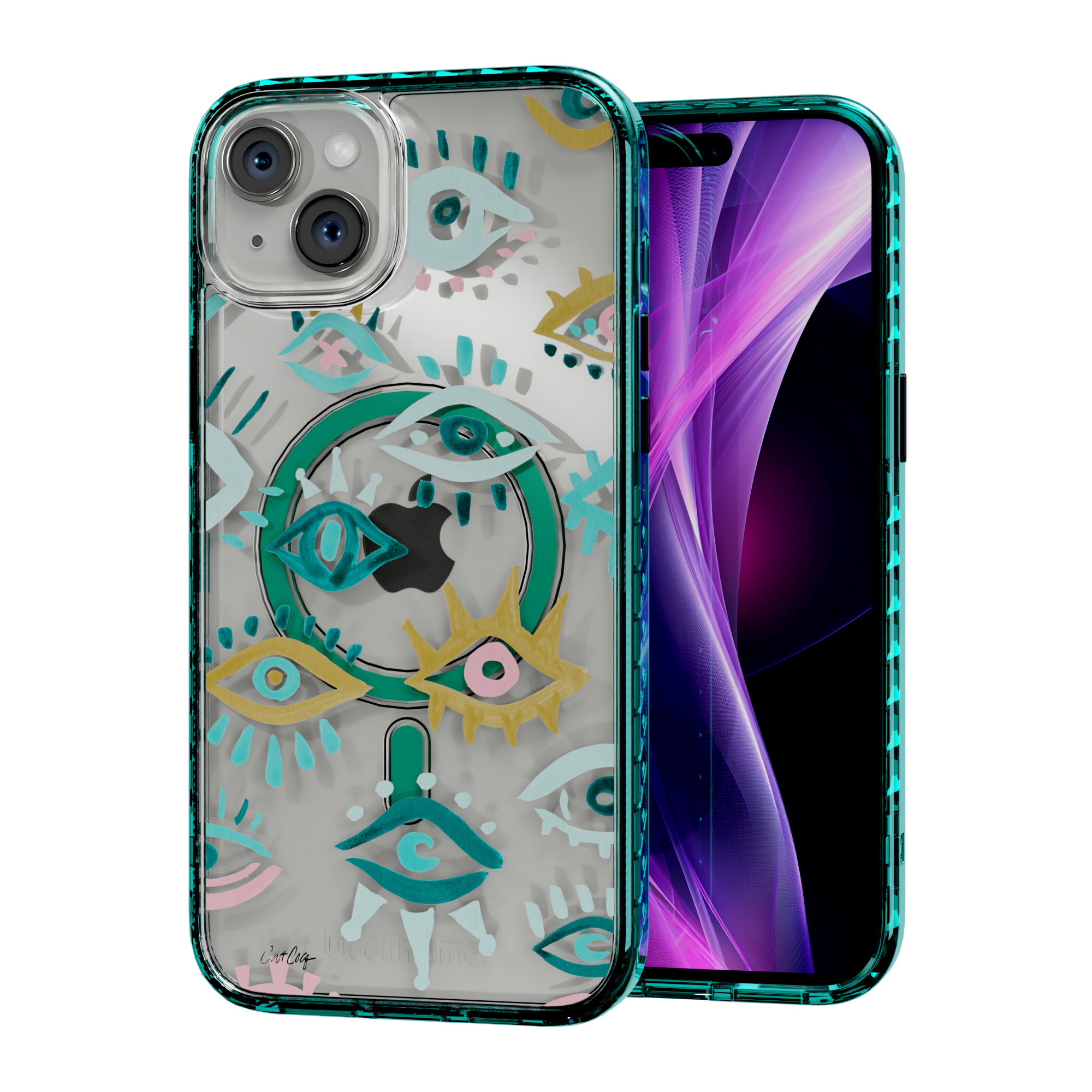 Mystic Eyes by CatCoq | iPhone 14 Series |  MagSafe® Case iPhone 14 Plus / Seafoam Green