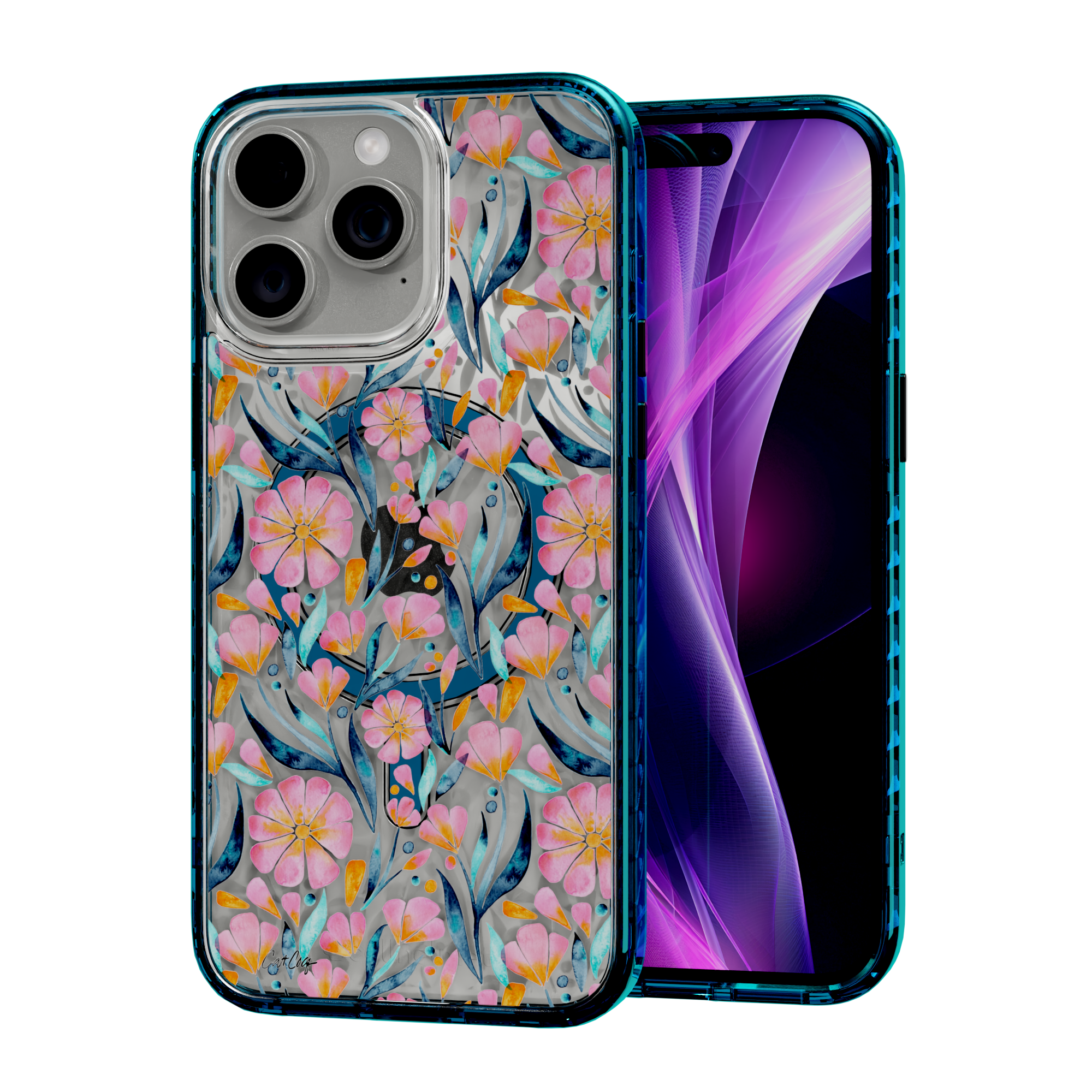 Sweet Florals by CatCoq | iPhone 14 Series |  MagSafe® Case iPhone 14 Pro Max / Deep Sea Blue