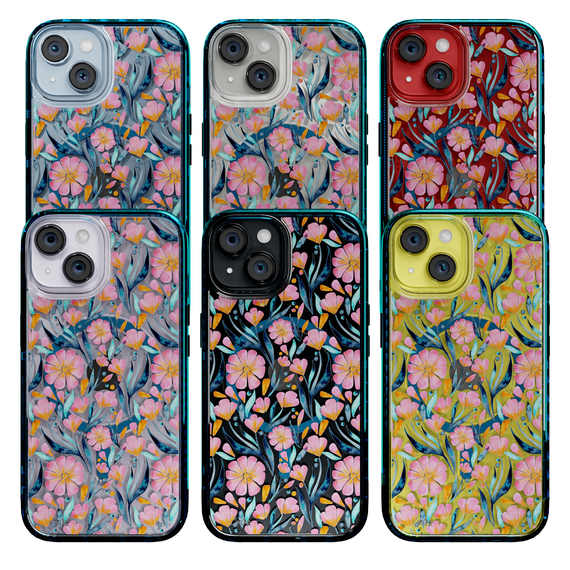 Sweet Florals by CatCoq | iPhone 14 Series |  MagSafe® Case iPhone 14 Pro Max / Deep Sea Blue