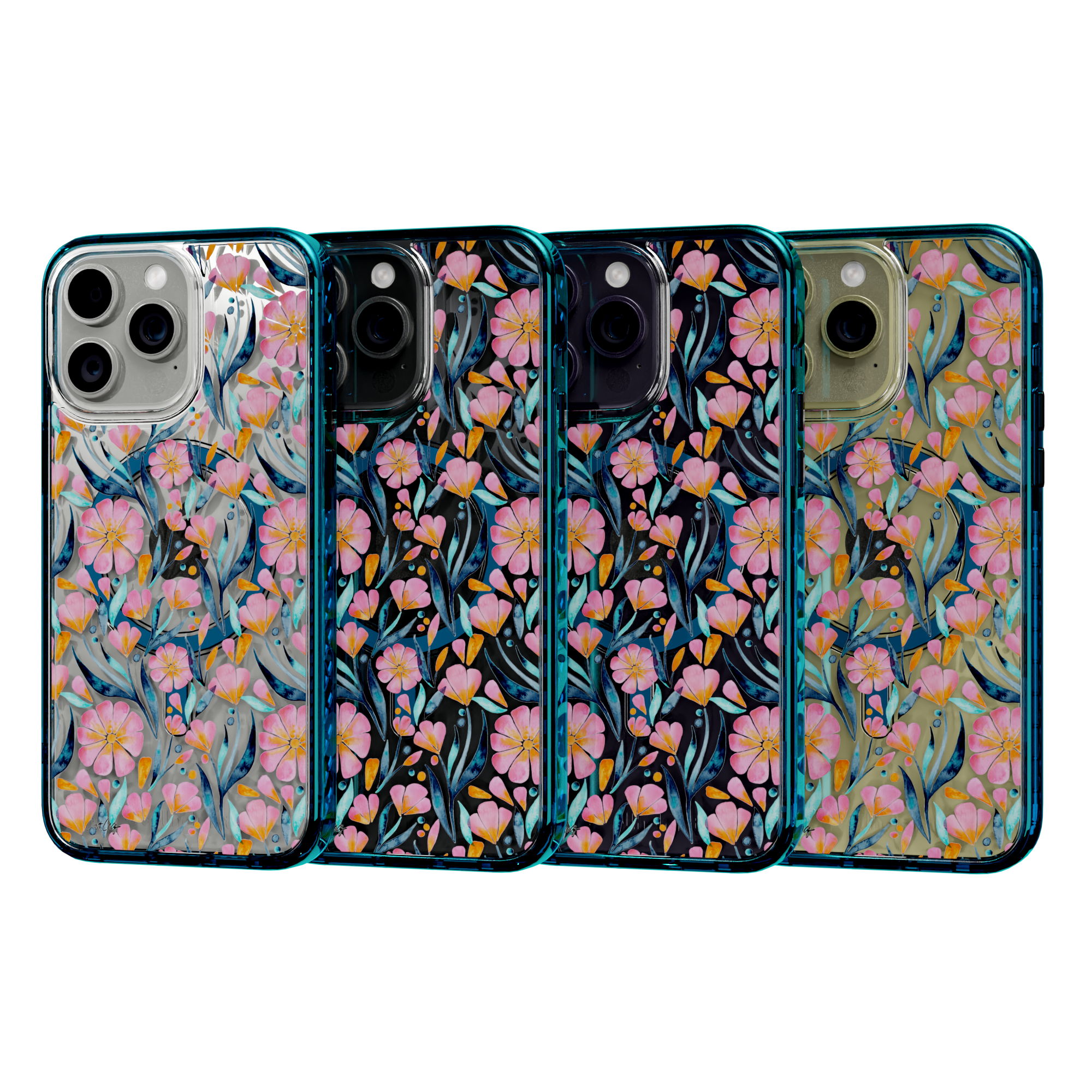 Sweet Florals by CatCoq | iPhone 14 Series |  MagSafe® Case iPhone 14 Pro Max / Deep Sea Blue