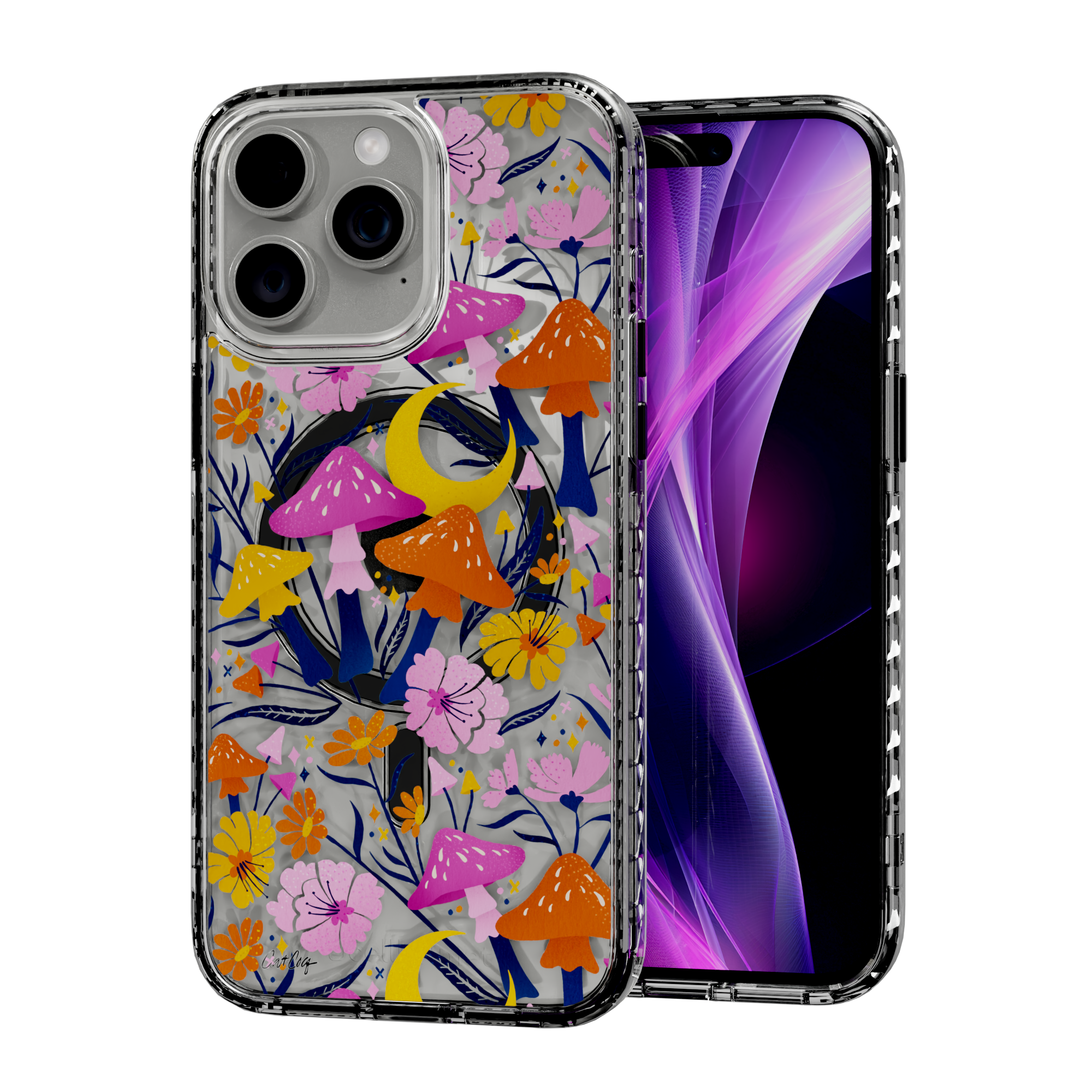 Blooms and Shrooms by CatCoq | iPhone 14 Series |  MagSafe® Case iPhone 14 Pro Max / Crystal Clear