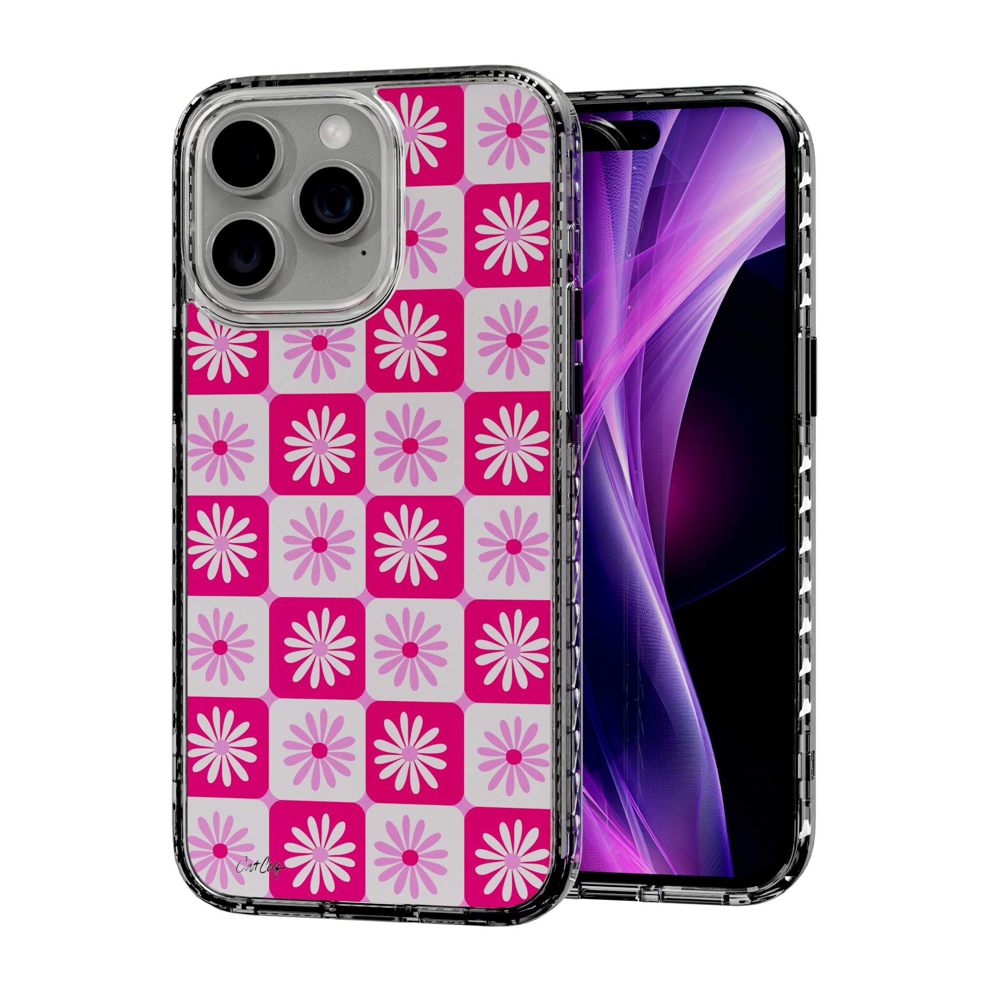 Checkered Daisies by CatCoq | iPhone 14 Series |  MagSafe® Case iPhone 14 Pro Max / Crystal Clear