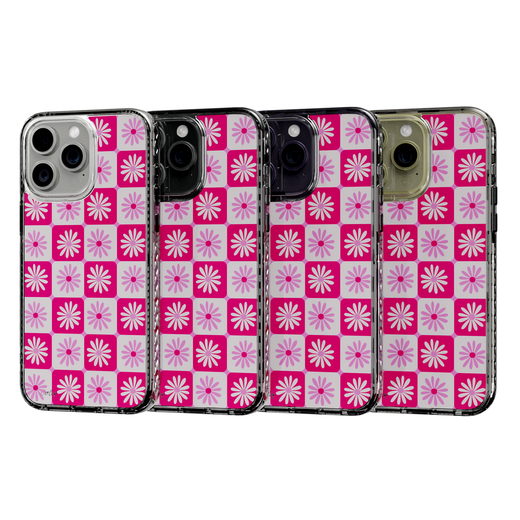 Checkered Daisies by CatCoq | iPhone 14 Series |  MagSafe® Case iPhone 14 Pro Max / Crystal Clear