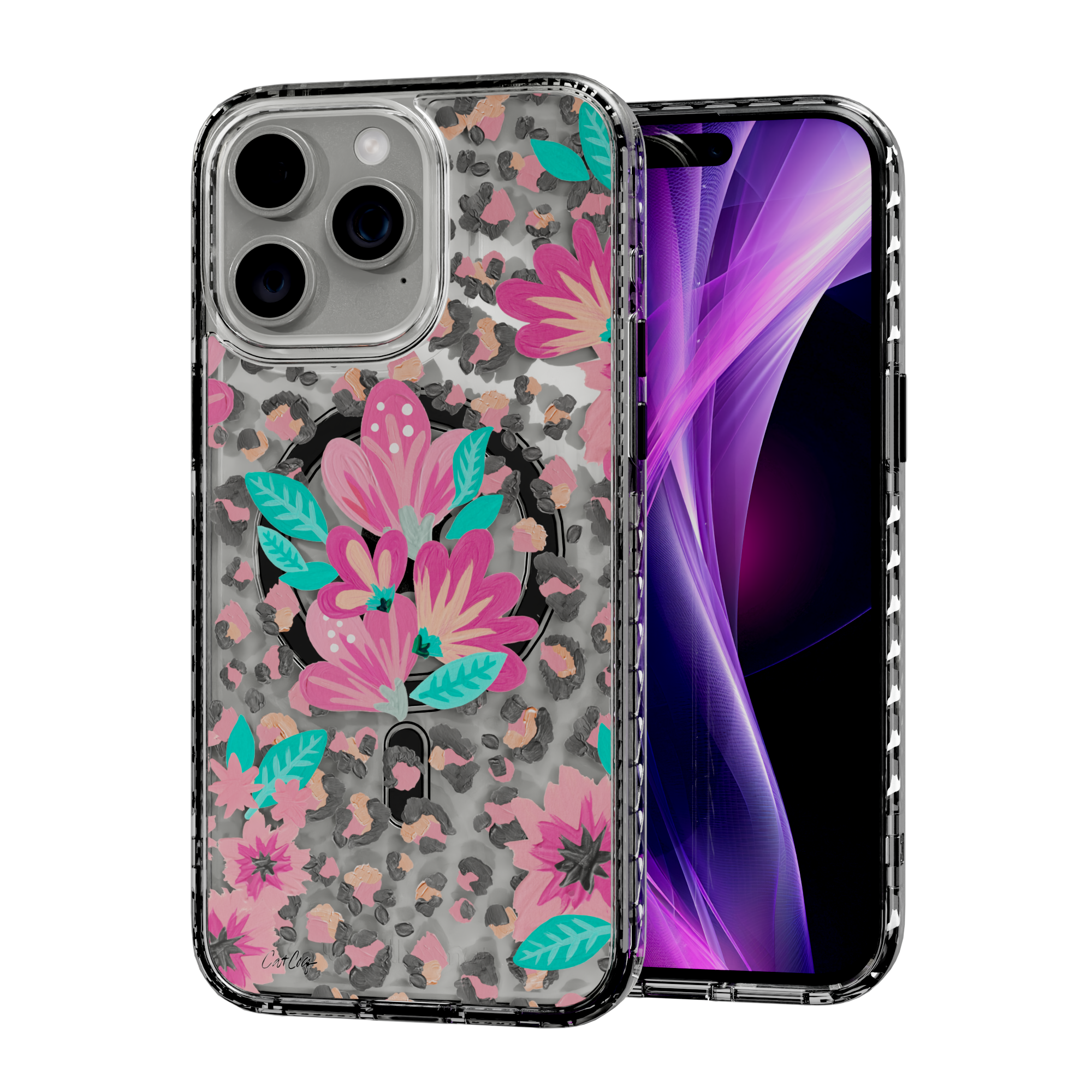 Floral Leopard by CatCoq | iPhone 14 Series |  MagSafe® Case iPhone 14 Pro Max / Crystal Clear