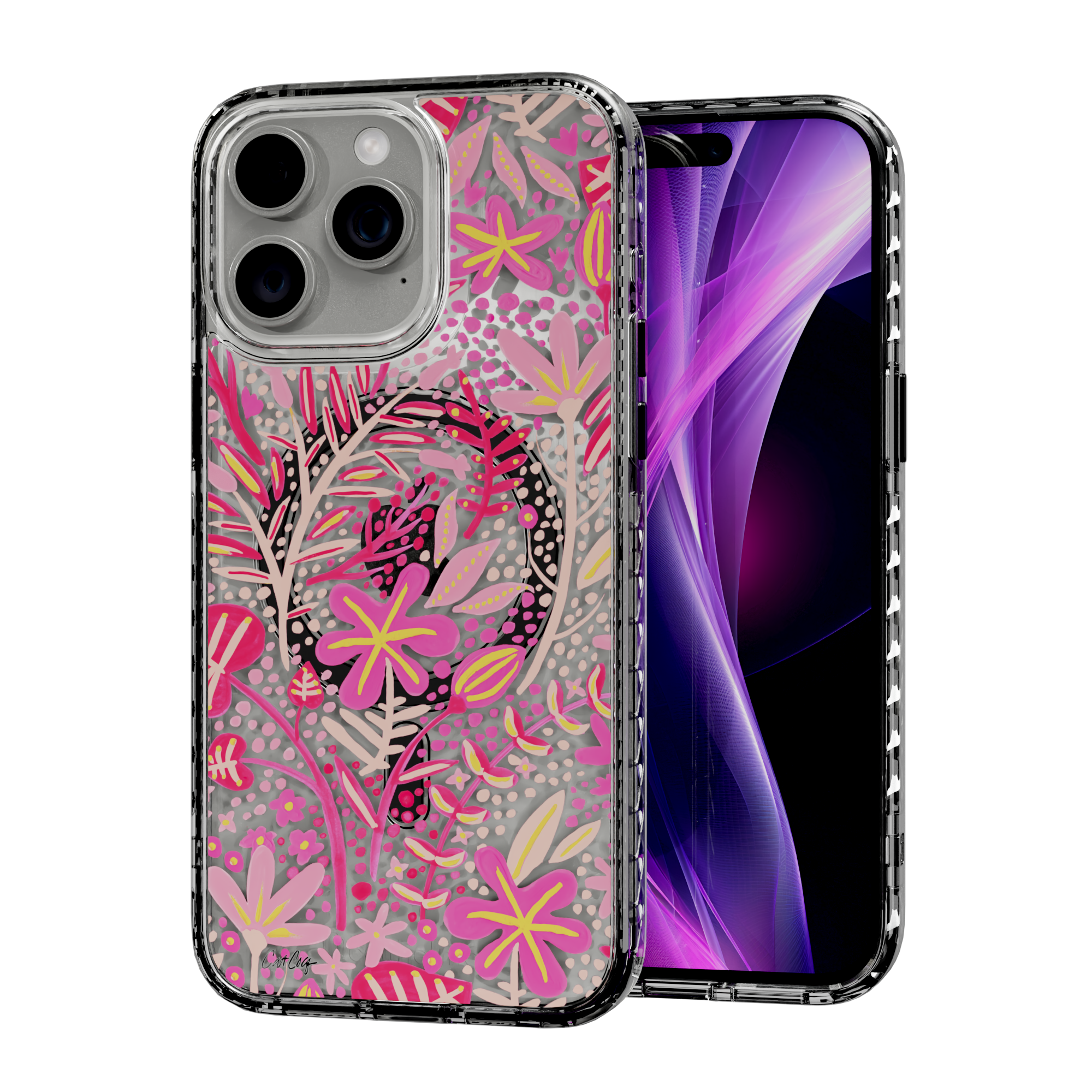 Garden Pink by CatCoq | iPhone 14 Series |  MagSafe® Case iPhone 14 Pro Max / Crystal Clear