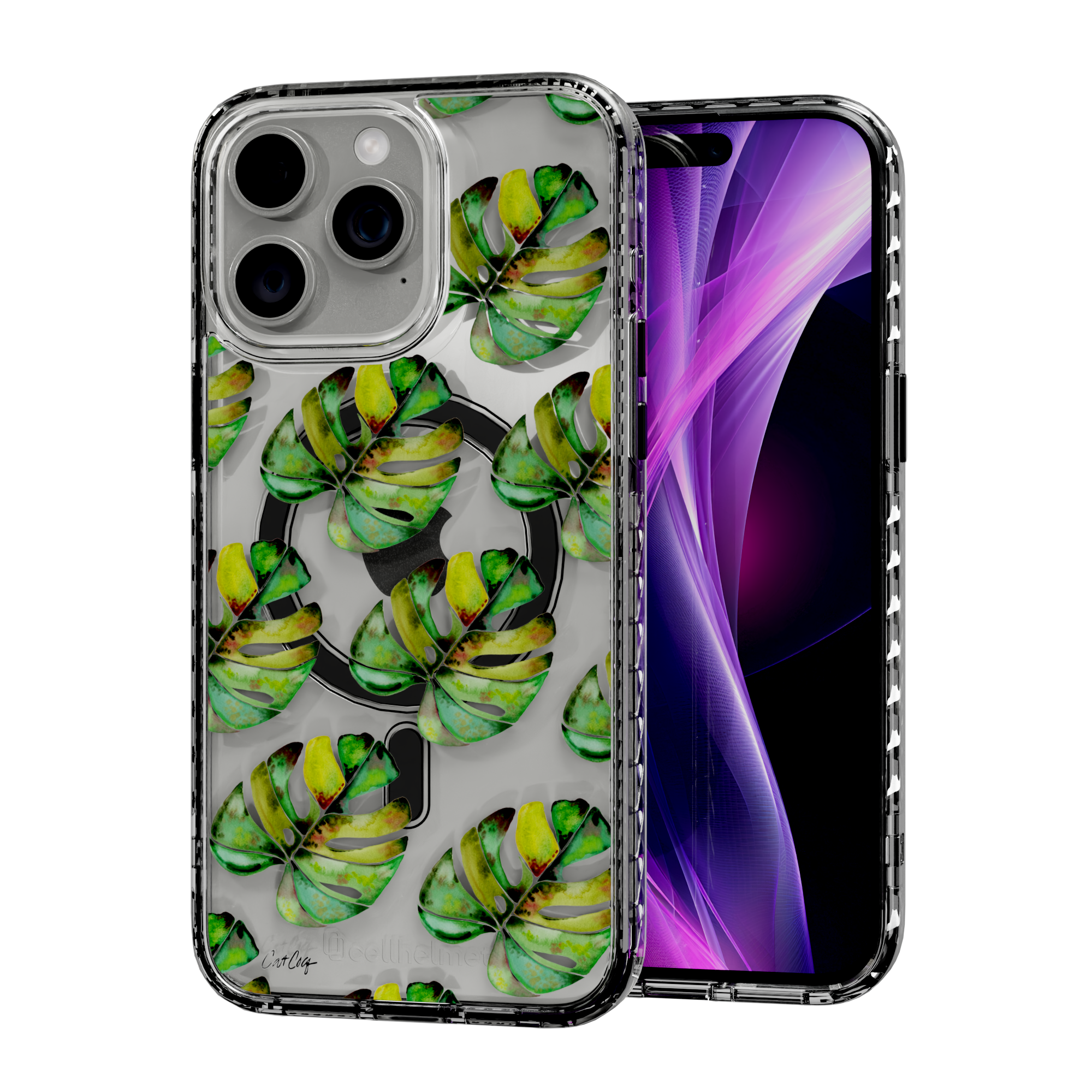 Green Monstera by CatCoq | iPhone 14 Series |  MagSafe® Case iPhone 14 Pro Max / Crystal Clear