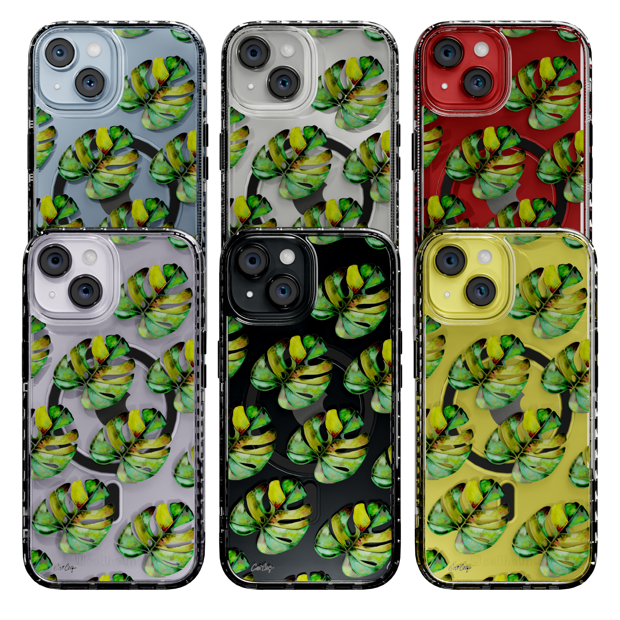 Green Monstera by CatCoq | iPhone 14 Series |  MagSafe® Case iPhone 14 Pro Max / Crystal Clear