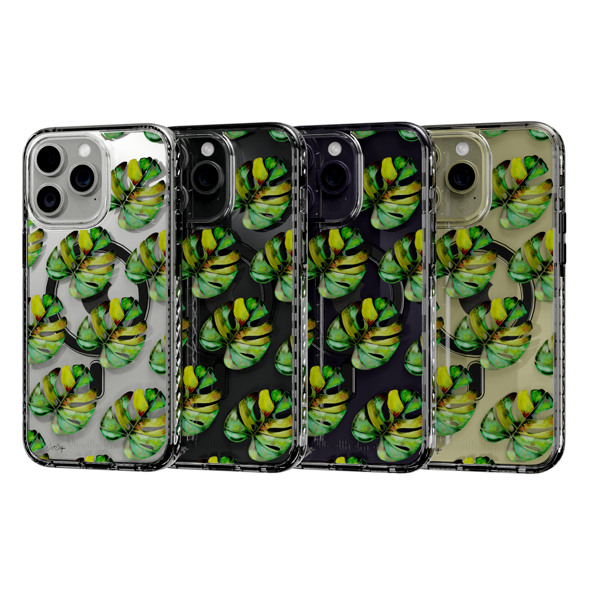 Green Monstera by CatCoq | iPhone 14 Series |  MagSafe® Case iPhone 14 Pro Max / Crystal Clear