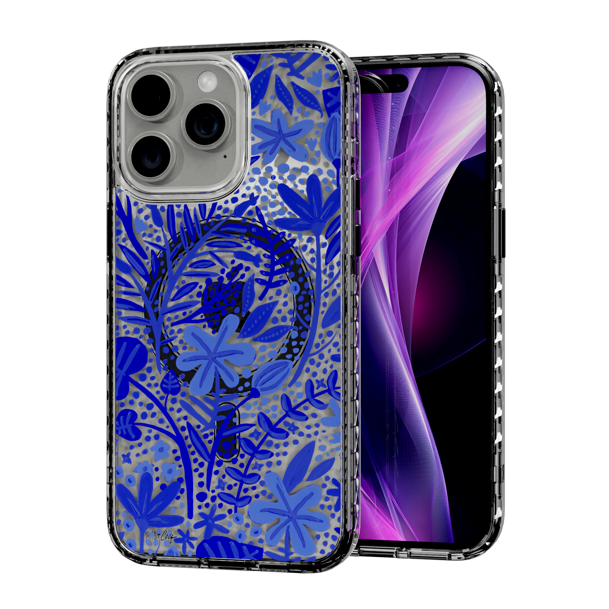 Garden Navy by CatCoq | iPhone 14 Series |  MagSafe® Case iPhone 14 Pro Max / Crystal Clear