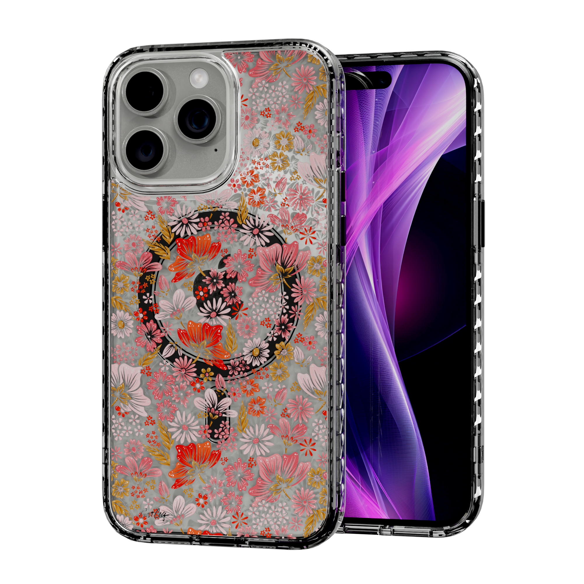 Retro Flower by CatCoq | iPhone 14 Series |  MagSafe® Case iPhone 14 Pro Max / Crystal Clear