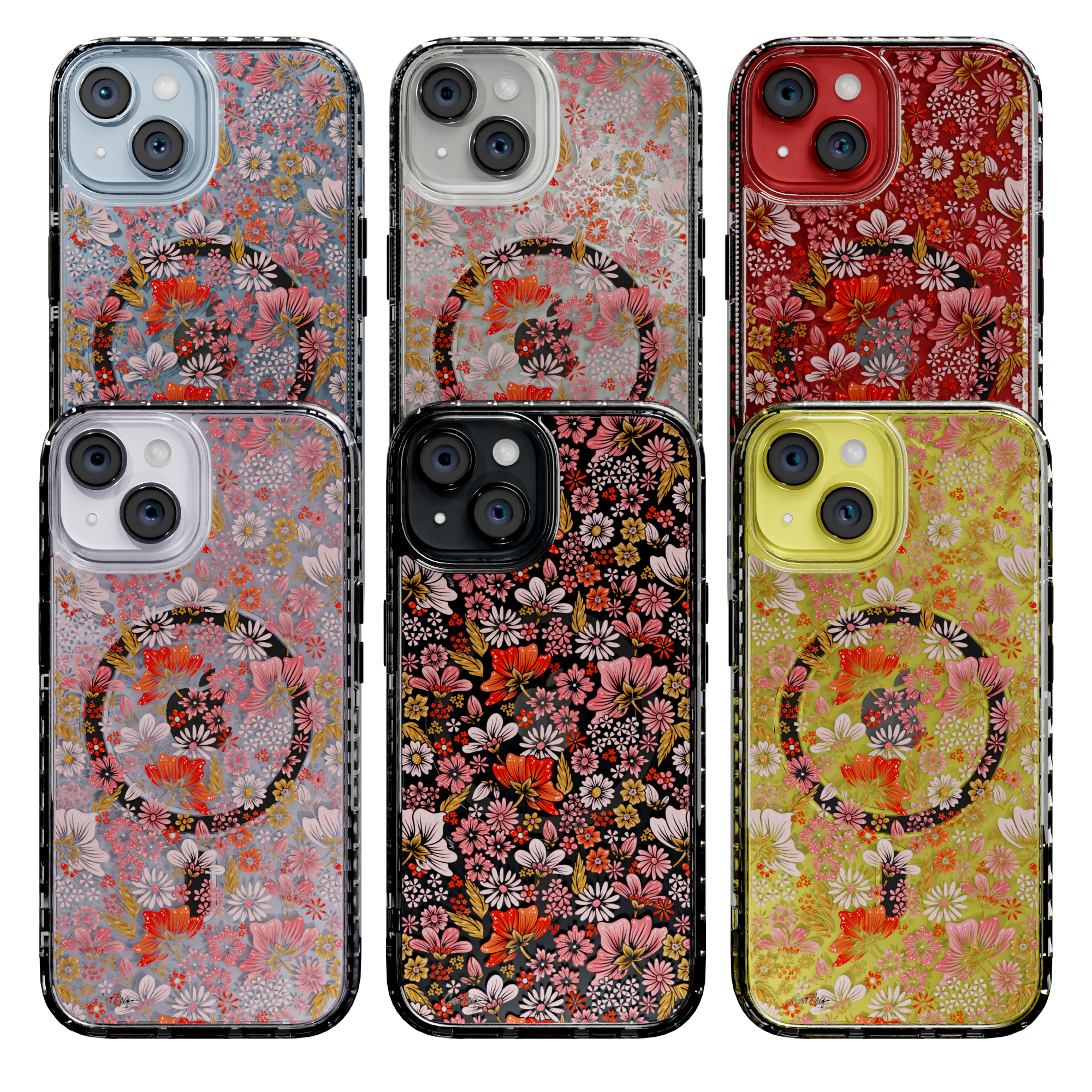 Retro Flower by CatCoq | iPhone 14 Series |  MagSafe® Case iPhone 14 Pro Max / Crystal Clear