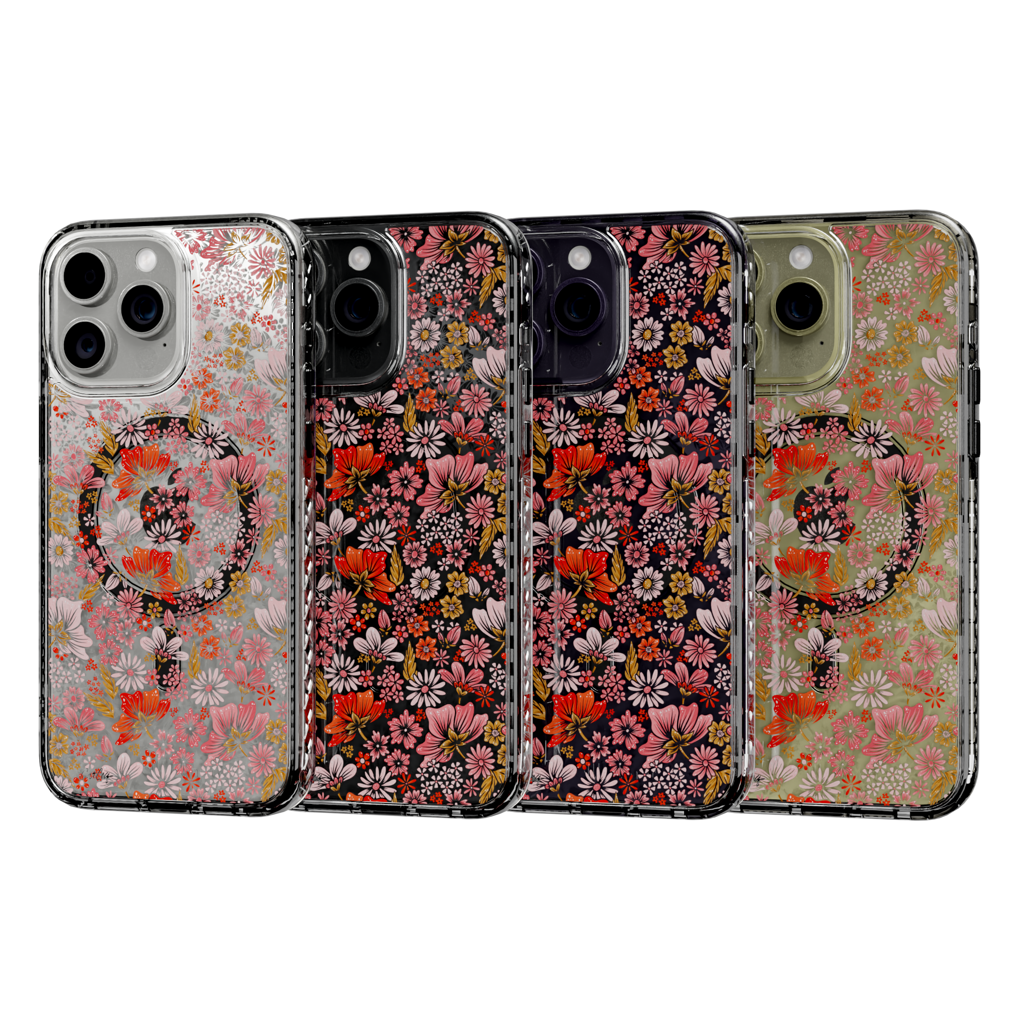 Retro Flower by CatCoq | iPhone 14 Series |  MagSafe® Case iPhone 14 Pro Max / Crystal Clear