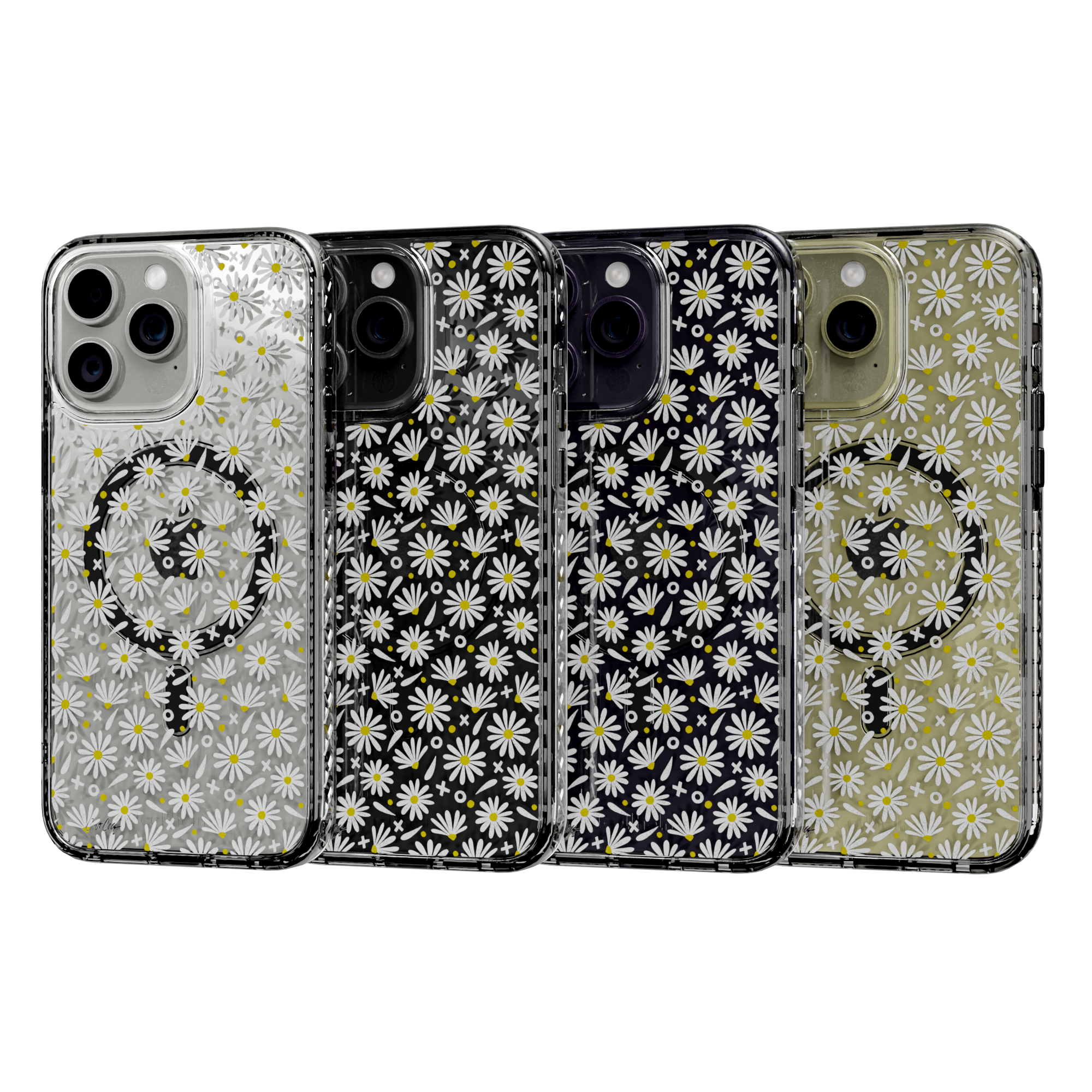 White Daisies by CatCoq | iPhone 14 Series |  MagSafe® Case iPhone 14 Pro Max / Crystal Clear