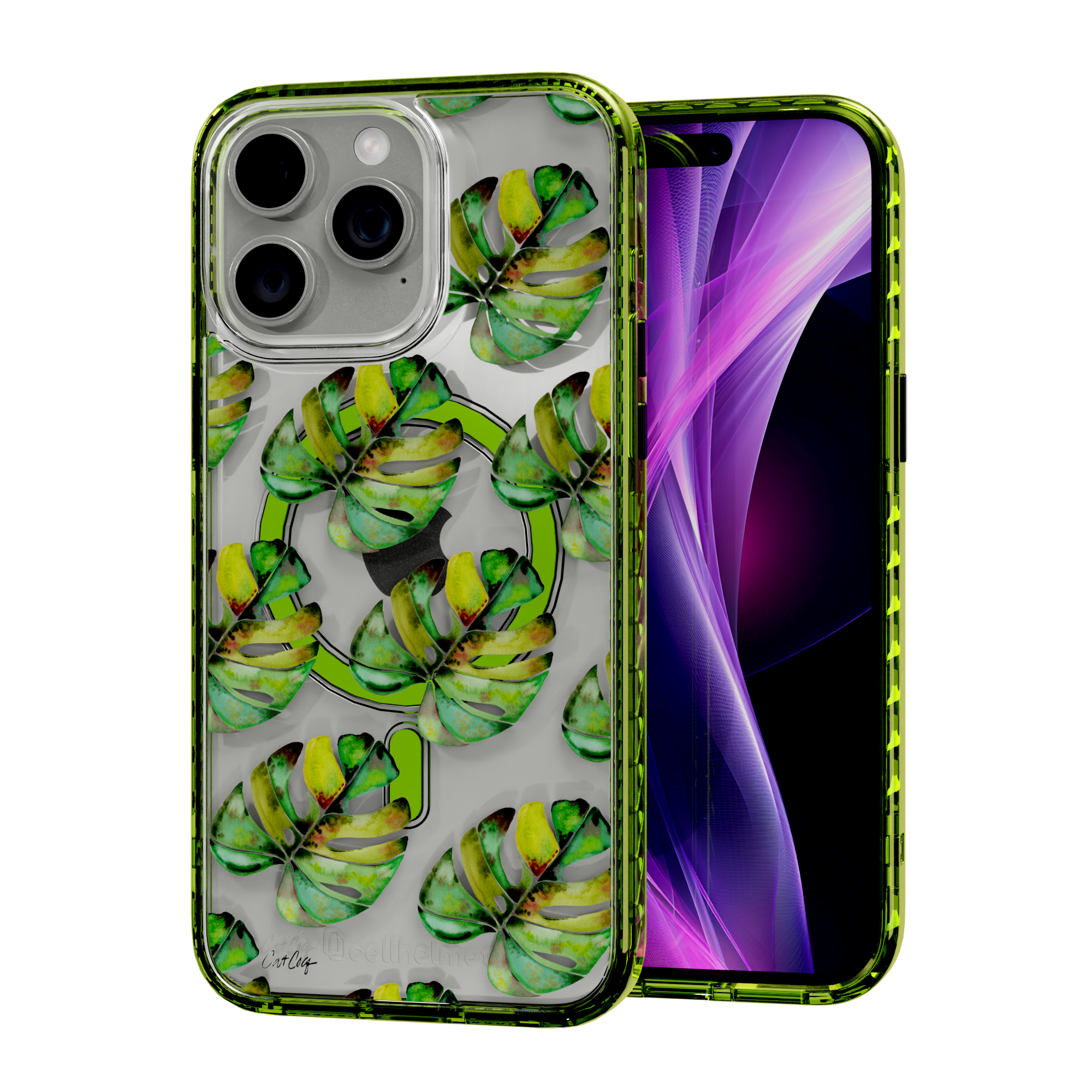 Green Monstera by CatCoq | iPhone 14 Series |  MagSafe® Case iPhone 14 Pro Max / Electric Lime