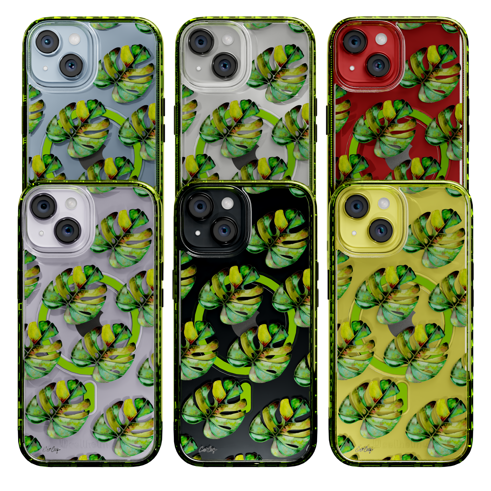 Green Monstera by CatCoq | iPhone 14 Series |  MagSafe® Case iPhone 14 Pro Max / Electric Lime