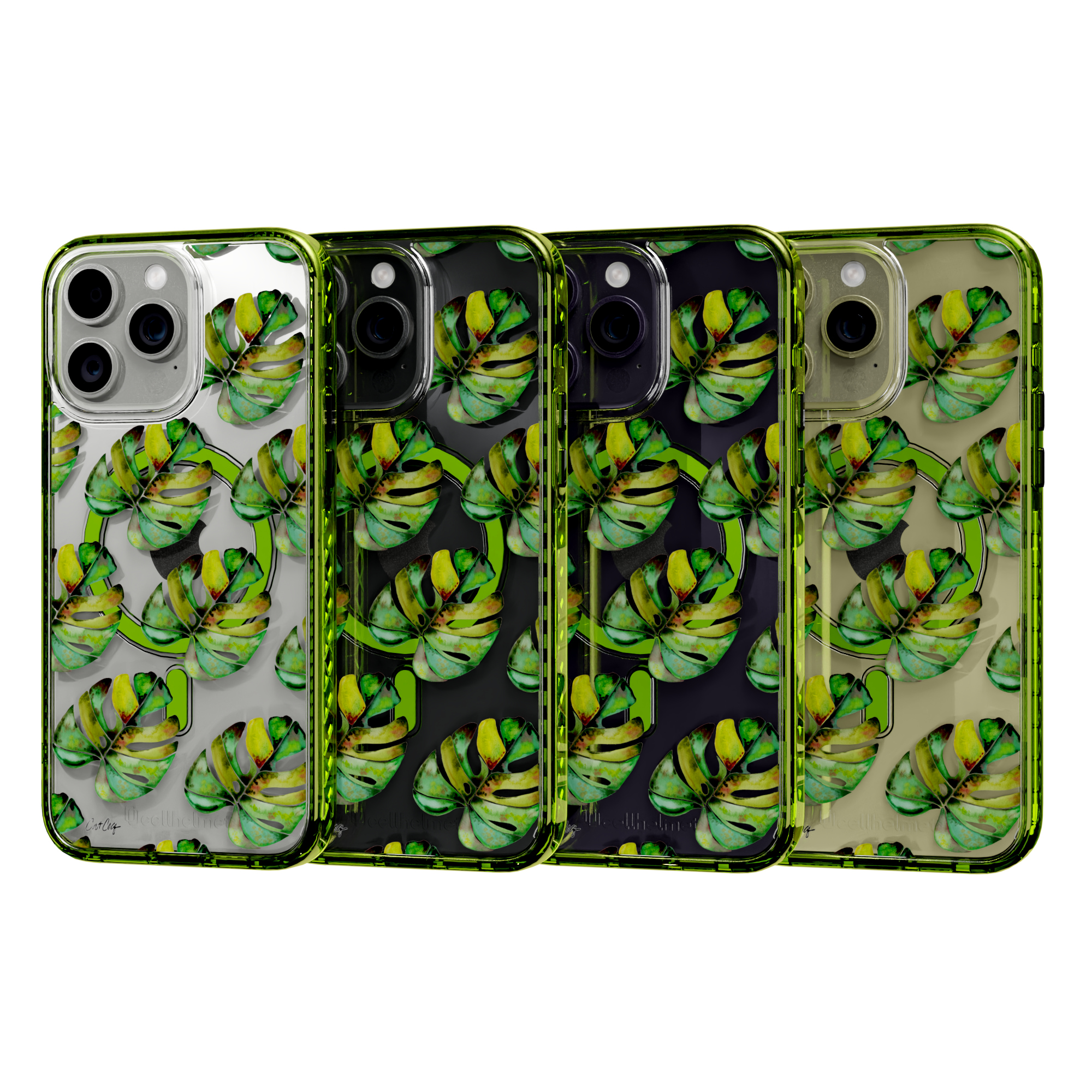 Green Monstera by CatCoq | iPhone 14 Series |  MagSafe® Case iPhone 14 Pro Max / Electric Lime