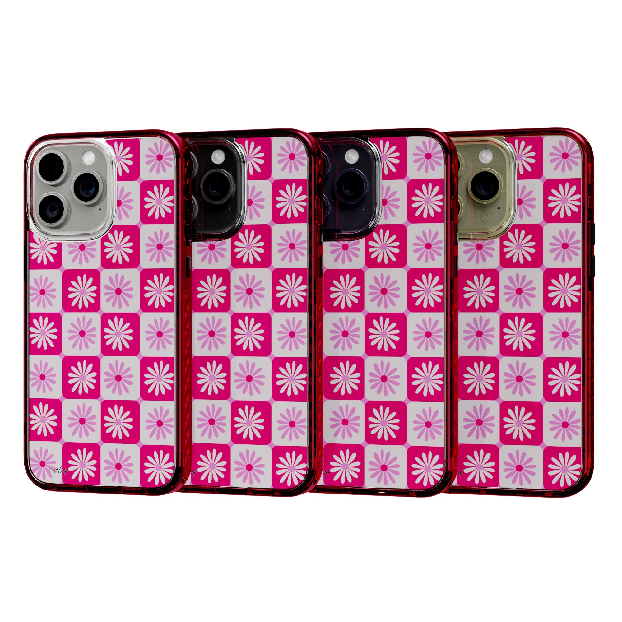 Checkered Daisies by CatCoq | iPhone 14 Series |  MagSafe® Case iPhone 14 Pro Max / Turbo Red