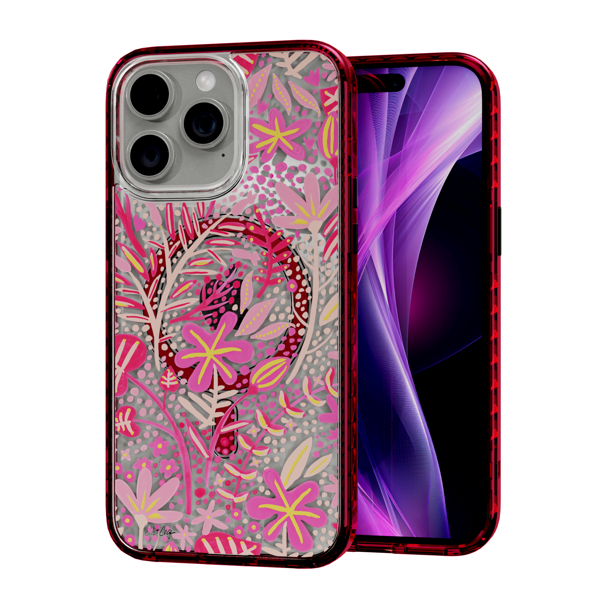 Garden Pink by CatCoq | iPhone 14 Series |  MagSafe® Case iPhone 14 Pro Max / Turbo Red