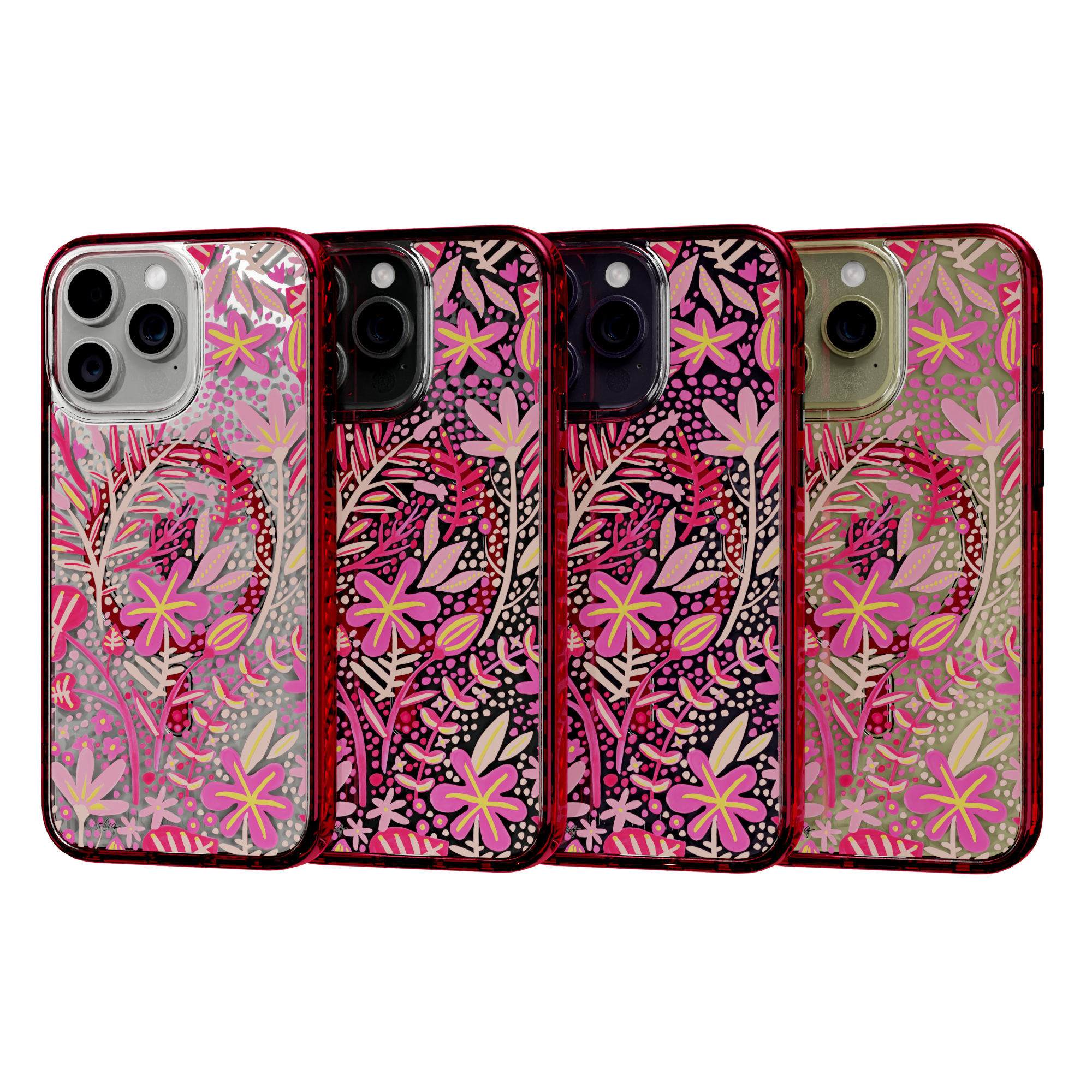 Garden Pink by CatCoq | iPhone 14 Series |  MagSafe® Case iPhone 14 Pro Max / Turbo Red