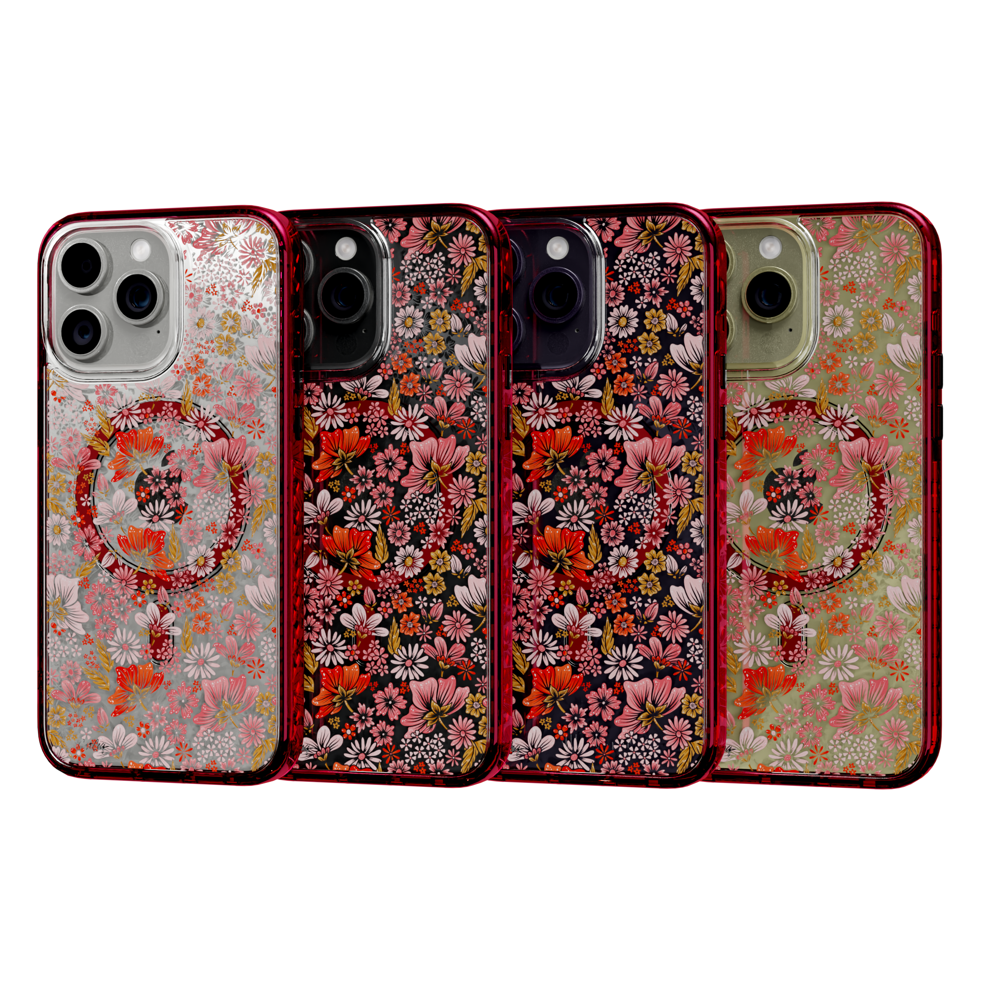 Retro Flower by CatCoq | iPhone 14 Series |  MagSafe® Case iPhone 14 Pro Max / Turbo Red