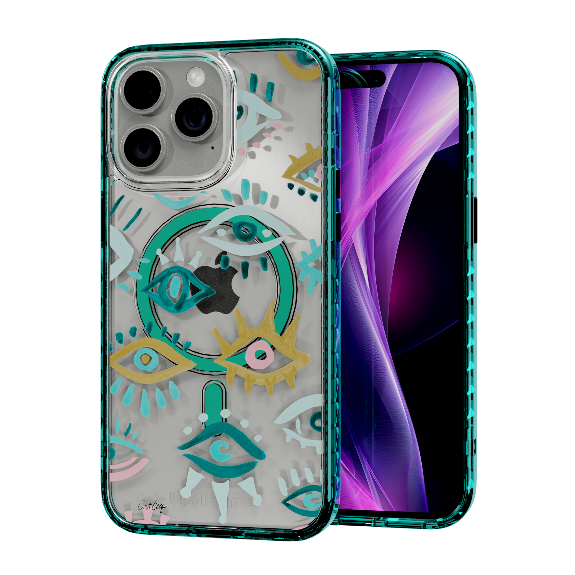 Mystic Eyes by CatCoq | iPhone 14 Series |  MagSafe® Case iPhone 14 Pro Max / Seafoam Green