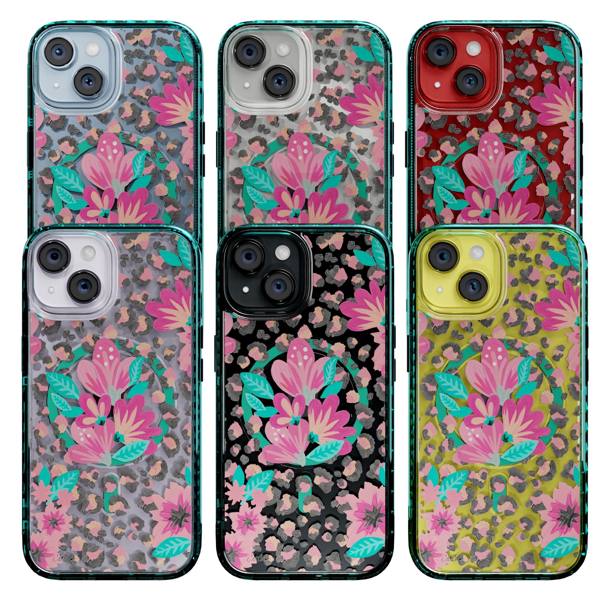 Floral Leopard by CatCoq | iPhone 14 Series |  MagSafe® Case iPhone 14 Pro Max / Seafoam Green