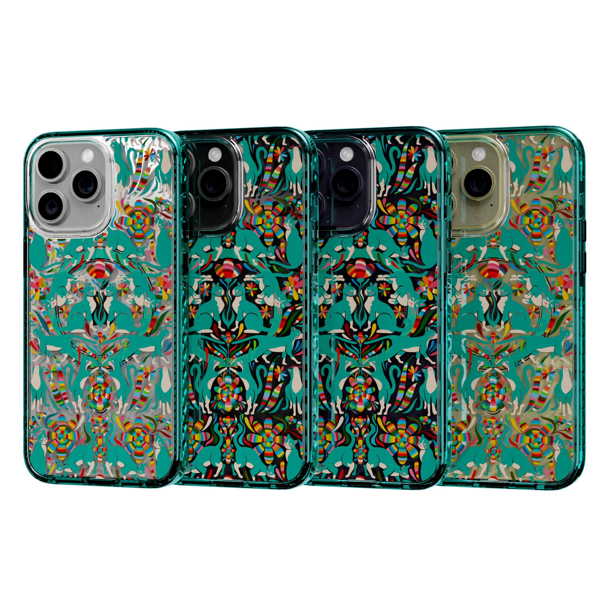 Otomi Cats by CatCoq | iPhone 14 Series |  MagSafe® Case iPhone 14 Pro Max / Seafoam Green