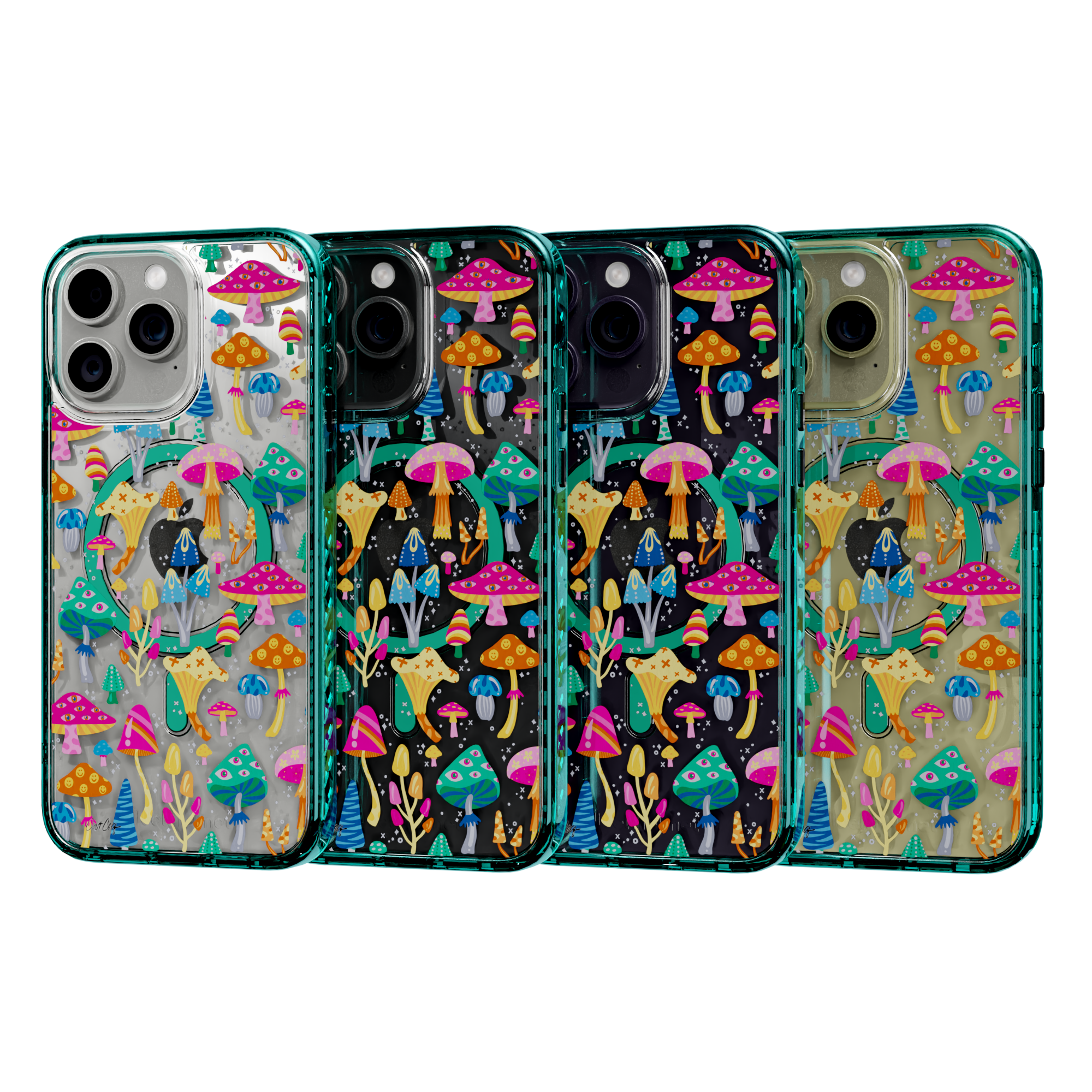 Mystic Mushrooms by CatCoq | iPhone 14 Series |  MagSafe® Case iPhone 14 Pro Max / Seafoam Green