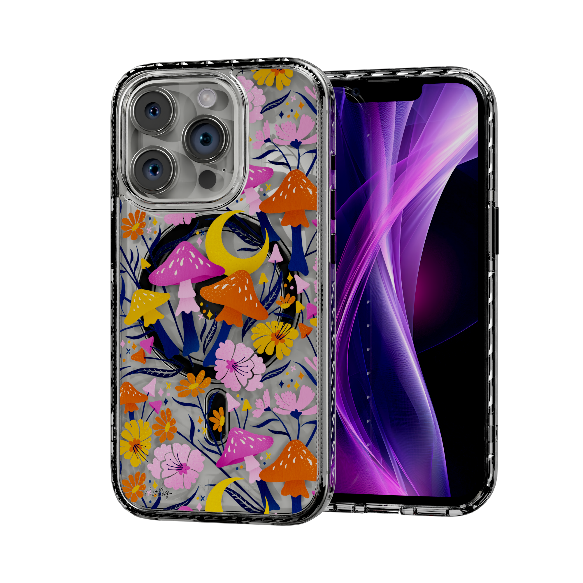 Blooms and Shrooms by CatCoq | iPhone 14 Series |  MagSafe® Case iPhone 14 Pro / Crystal Clear