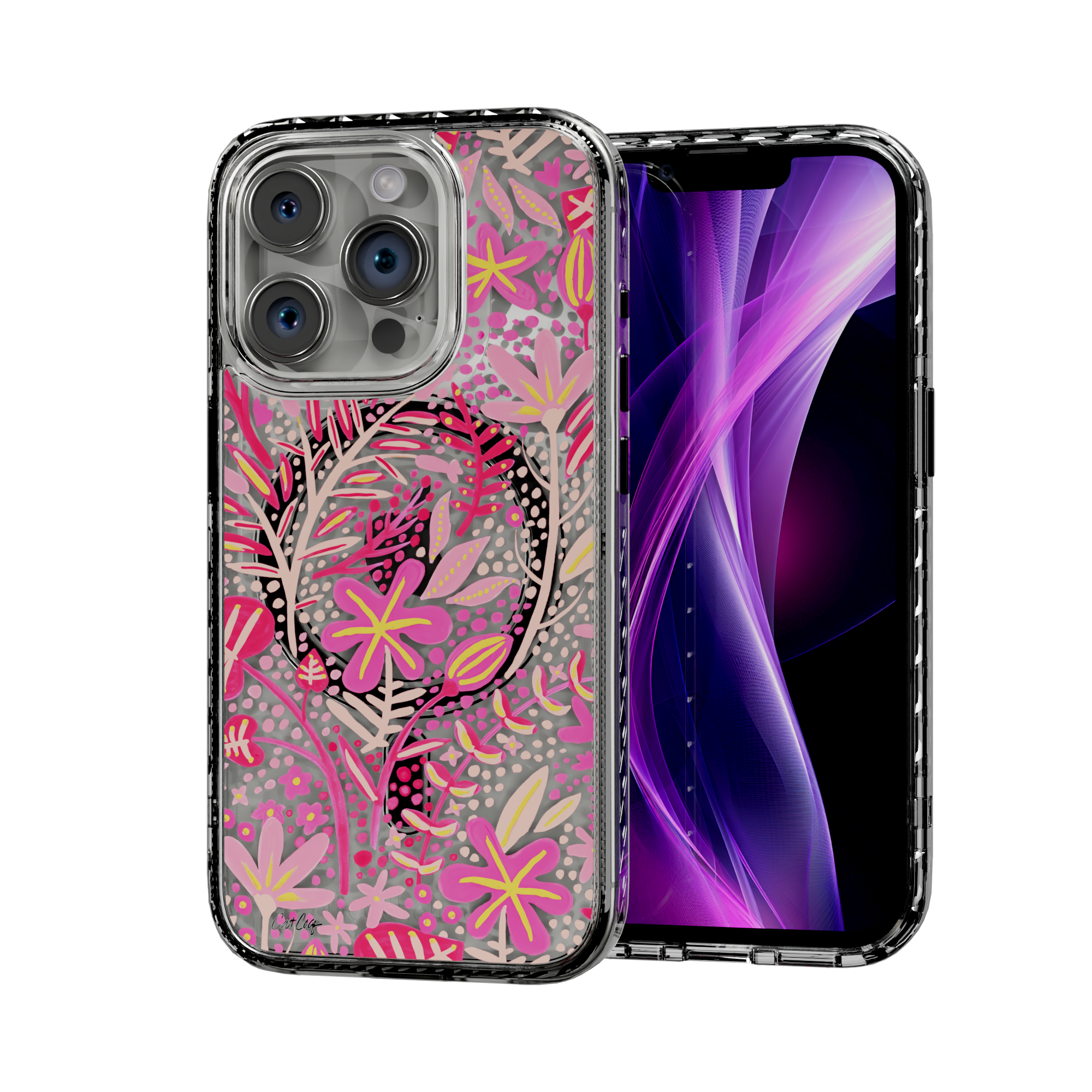 Garden Pink by CatCoq | iPhone 14 Series |  MagSafe® Case iPhone 14 Pro / Crystal Clear