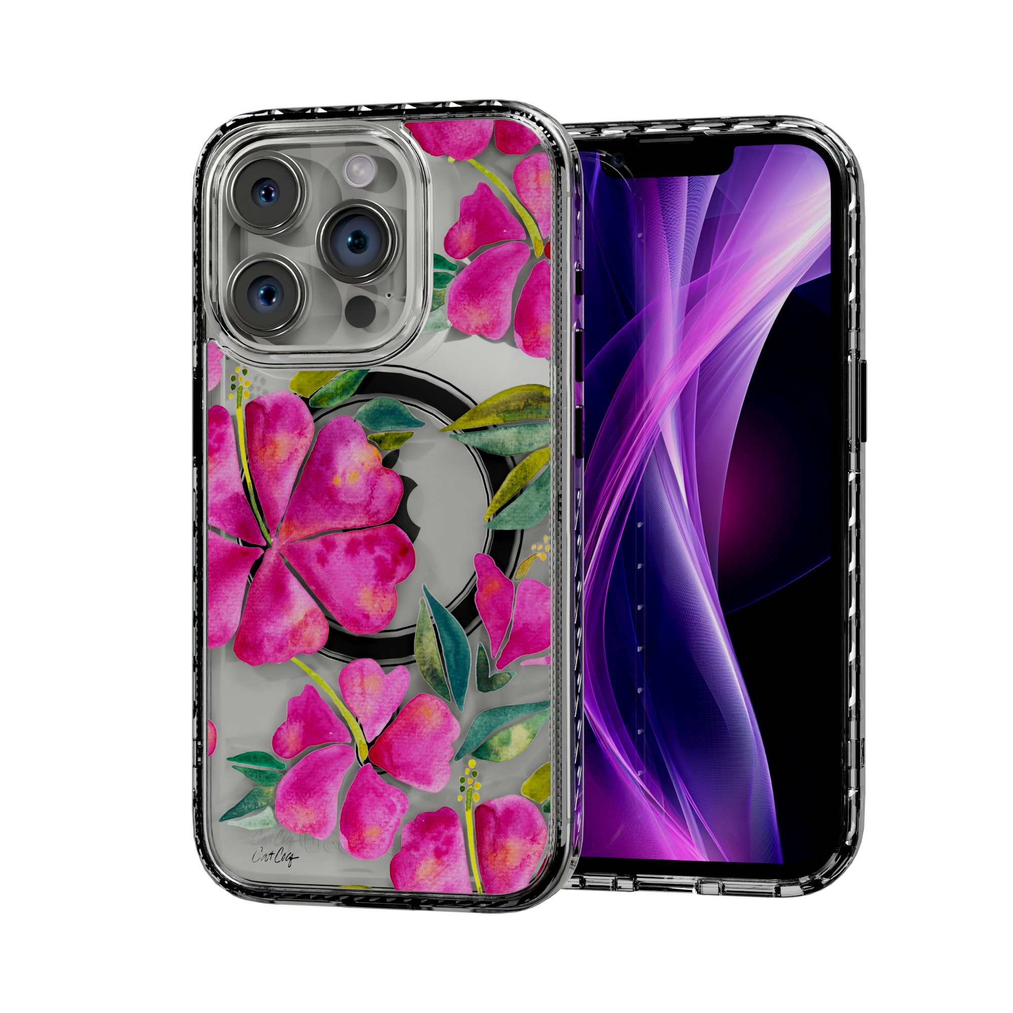 Hibiscus Bloom by CatCoq | iPhone 14 Series |  MagSafe® Case iPhone 14 Pro / Crystal Clear