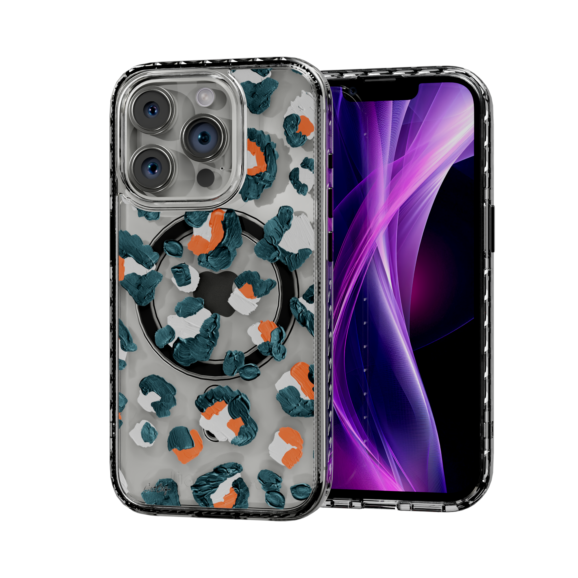 Leopard Turquoise by CatCoq | iPhone 14 Series |  MagSafe® Case iPhone 14 Pro / Crystal Clear