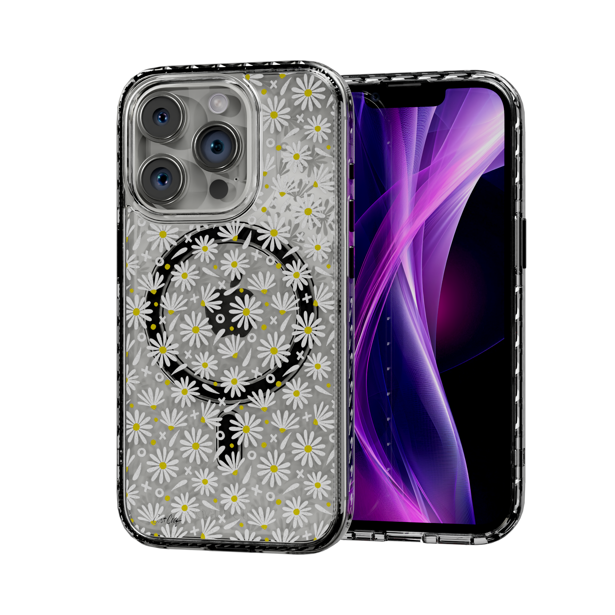 White Daisies by CatCoq | iPhone 14 Series |  MagSafe® Case iPhone 14 Pro / Crystal Clear