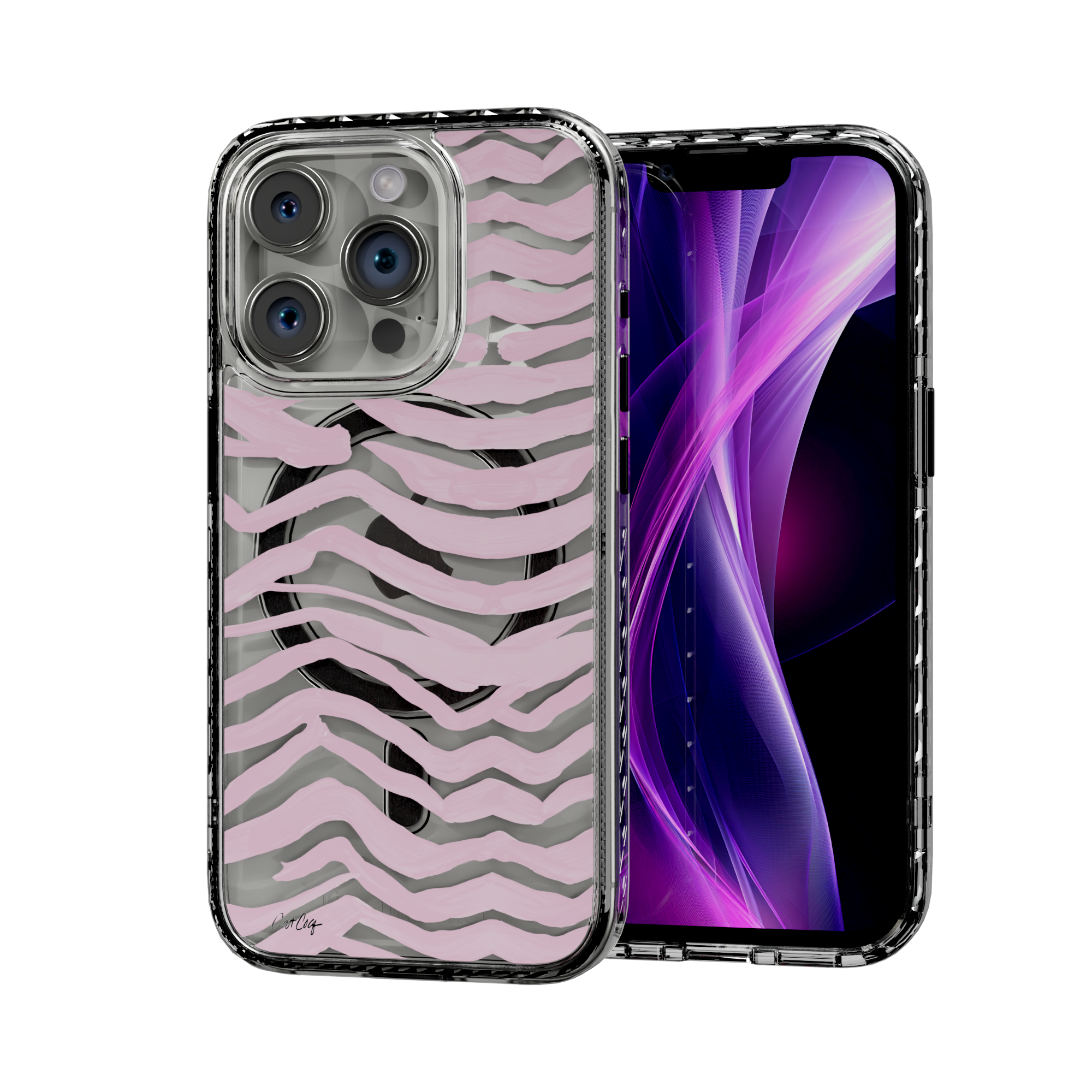 Zebra Blush by CatCoq | iPhone 14 Series |  MagSafe® Case iPhone 14 Pro / Crystal Clear