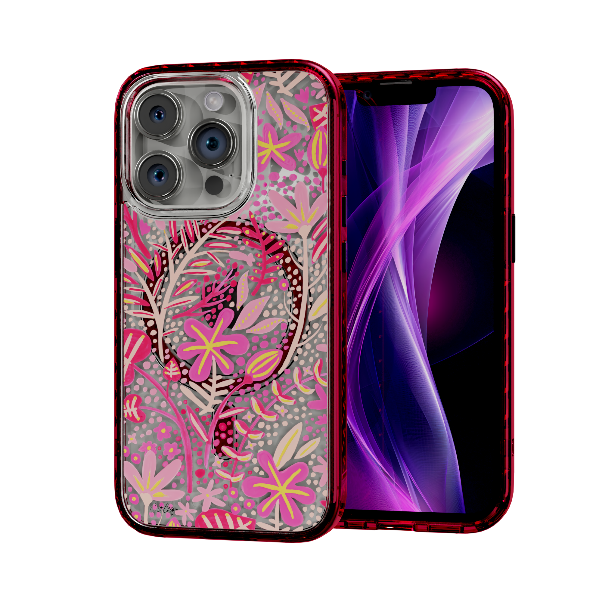 Garden Pink by CatCoq | iPhone 14 Series |  MagSafe® Case iPhone 14 Pro / Turbo Red