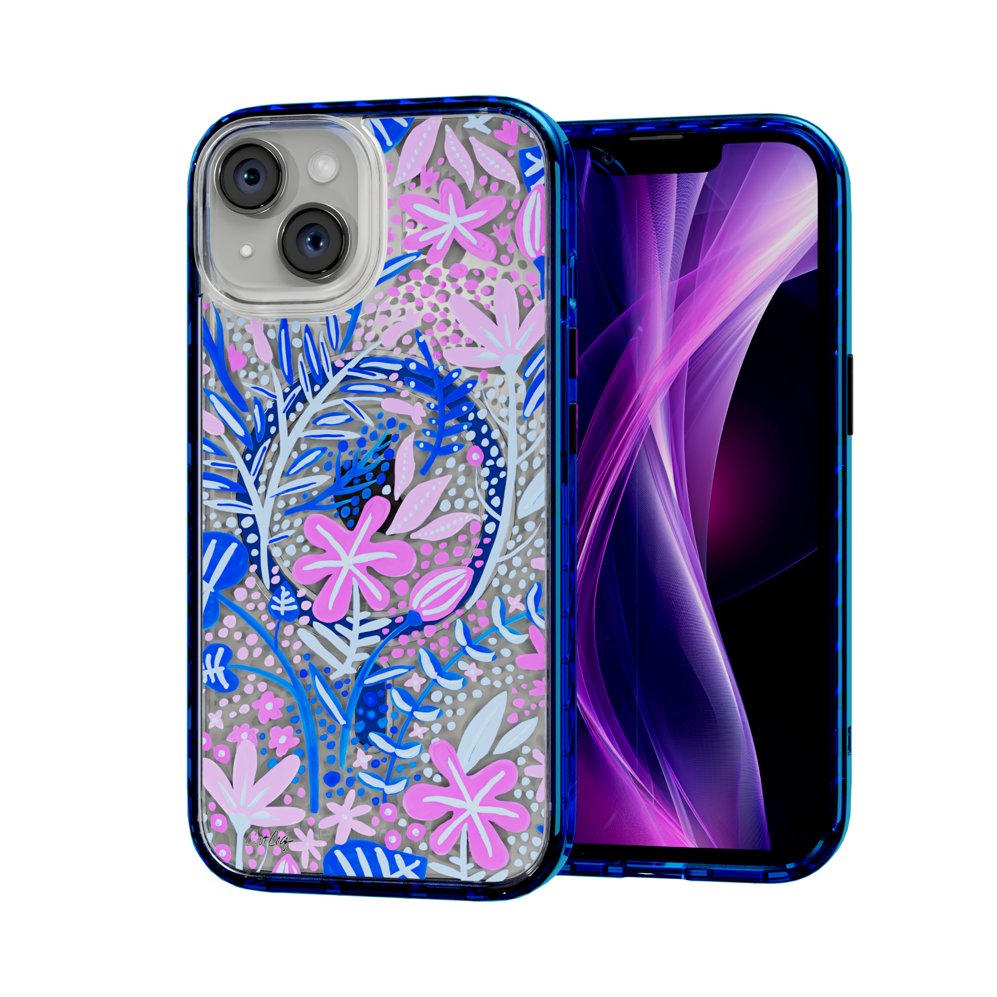 Garden Indigo by CatCoq | iPhone 15 Series |  MagSafe® Case iPhone 15 / Bermuda Blue