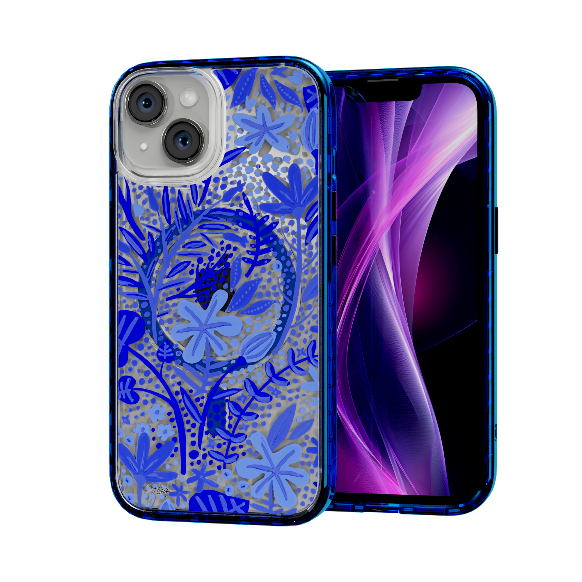 Garden Navy by CatCoq | iPhone 15 Series |  MagSafe® Case iPhone 15 / Bermuda Blue