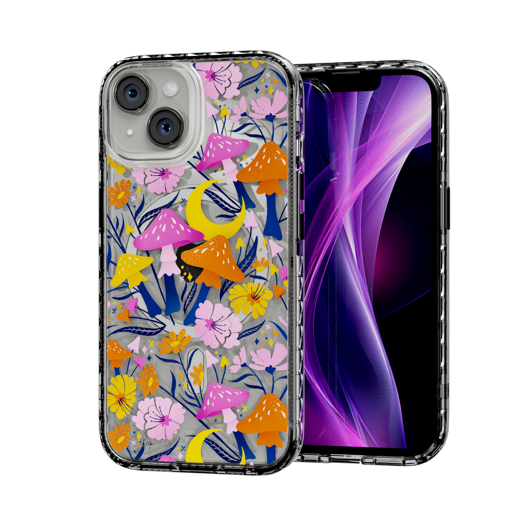 Blooms and Shrooms by CatCoq | iPhone 15 Series |  MagSafe® Case iPhone 15 / Crystal Clear