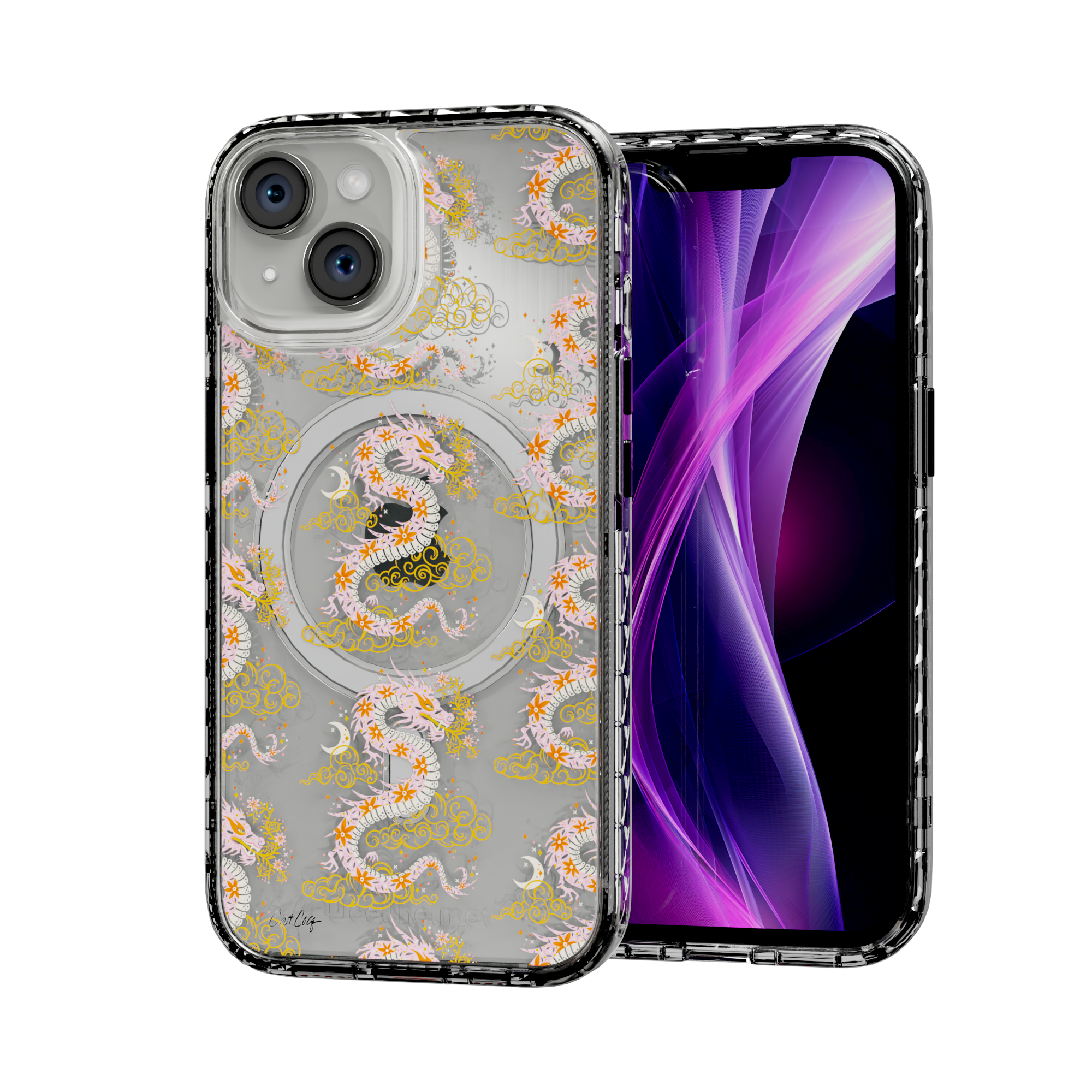 Dream Dragon (Pink) by CatCoq | iPhone 15 Series |  MagSafe® Case iPhone 15 / Crystal Clear