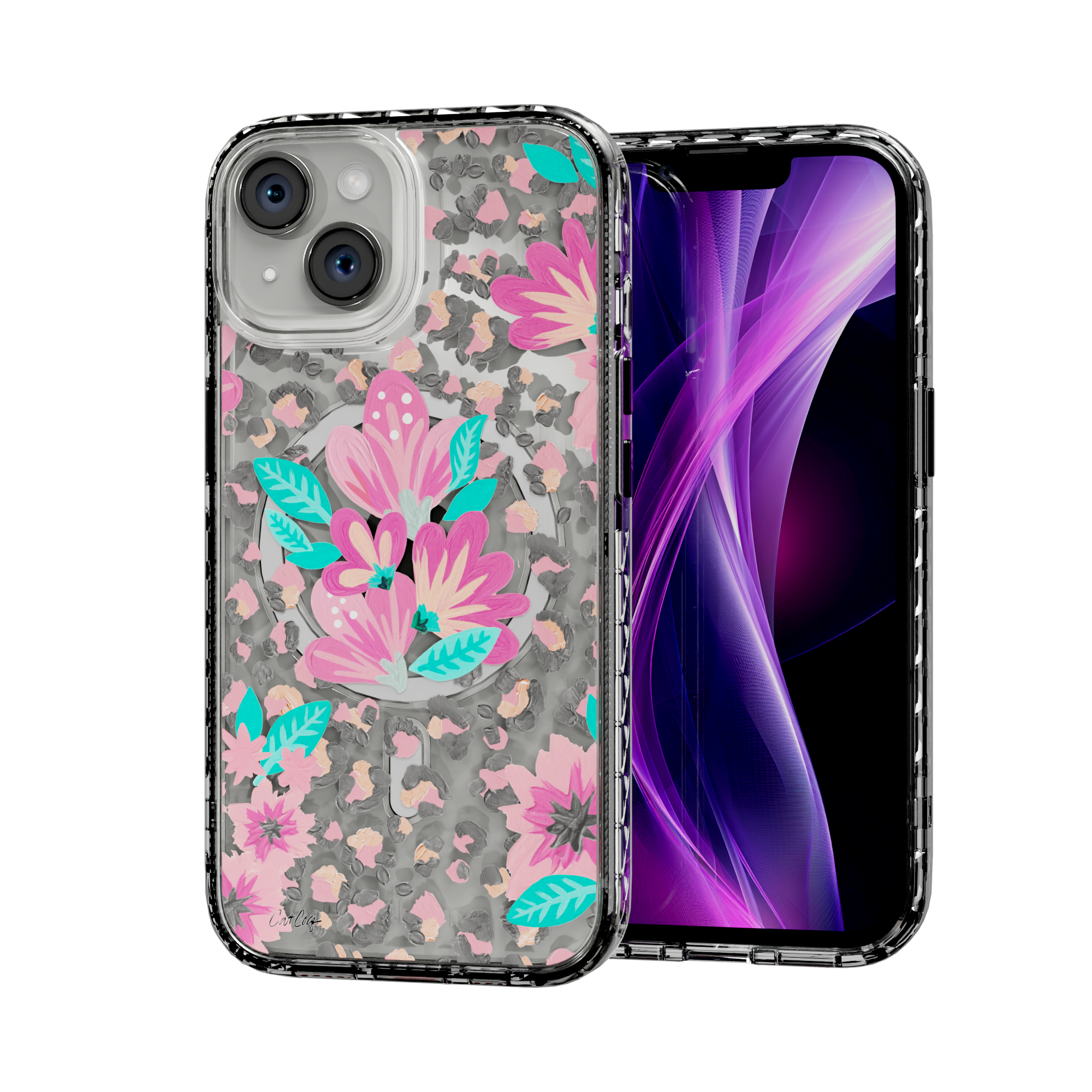 Floral Leopard by CatCoq | iPhone 15 Series |  MagSafe® Case iPhone 15 / Crystal Clear