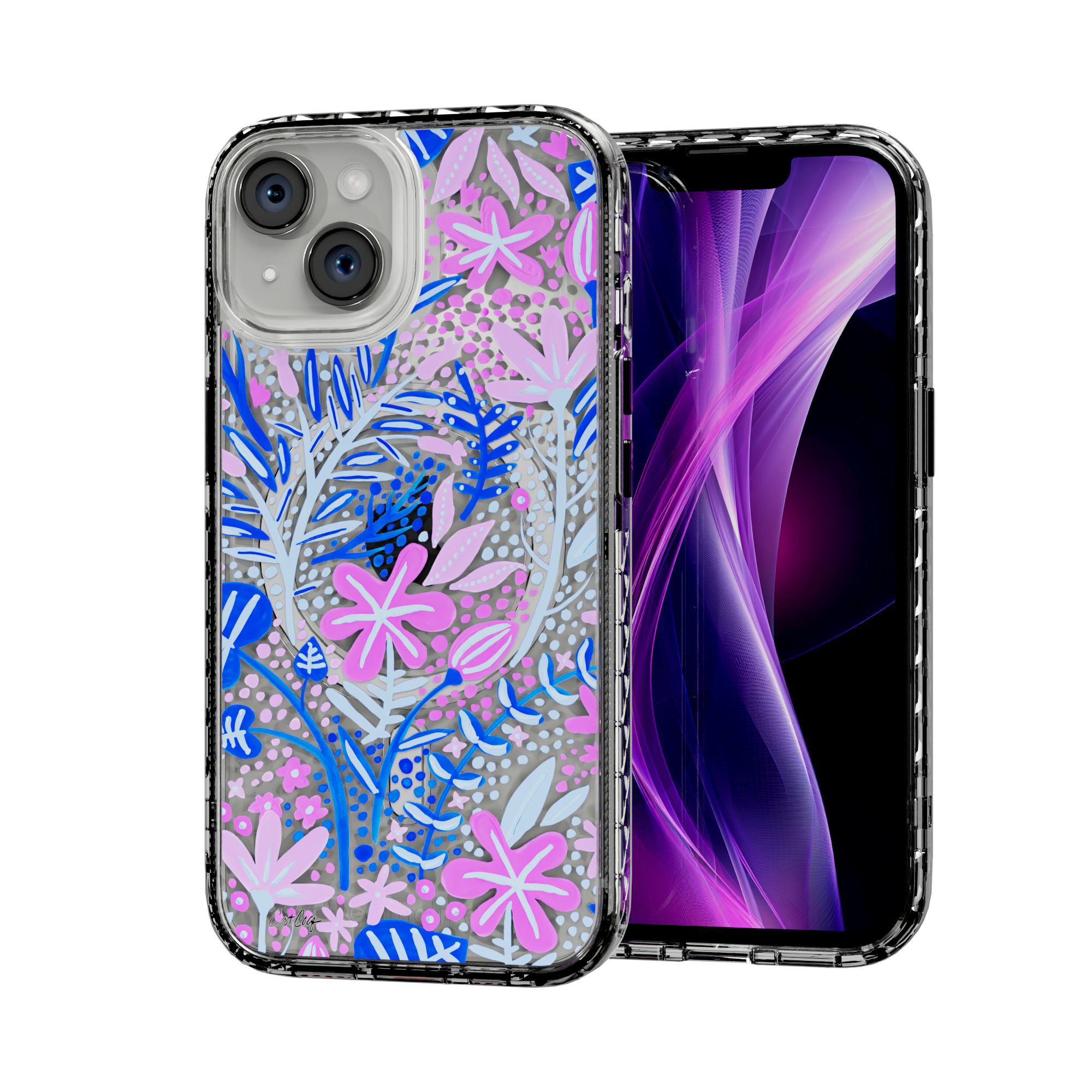 Garden Indigo by CatCoq | iPhone 15 Series |  MagSafe® Case iPhone 15 / Crystal Clear