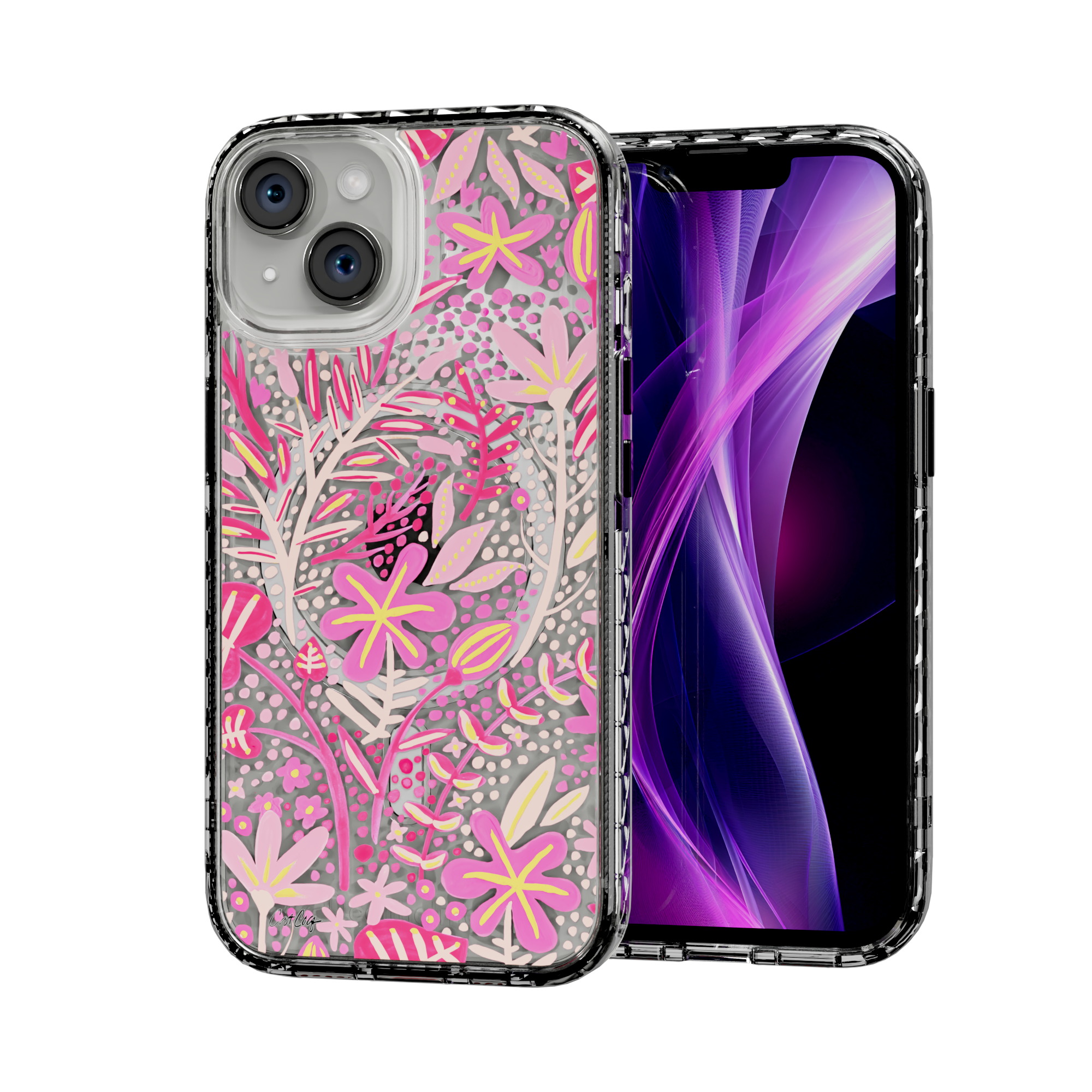 Garden Pink by CatCoq | iPhone 15 Series |  MagSafe® Case iPhone 15 / Crystal Clear