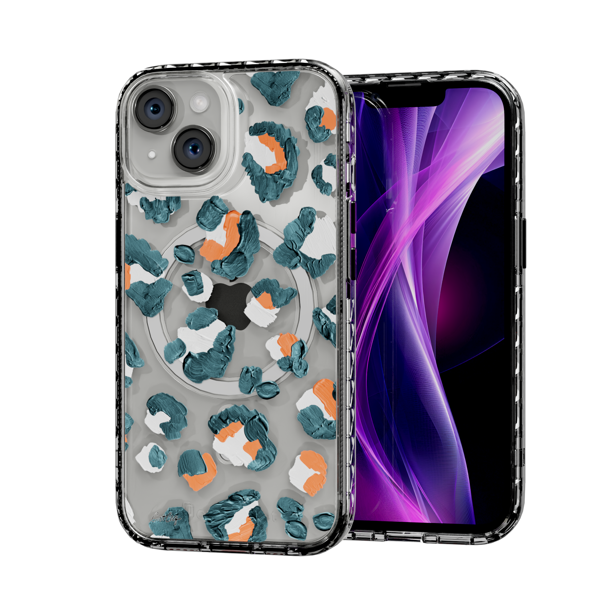 Leopard Turquoise by CatCoq | iPhone 15 Series |  MagSafe® Case iPhone 15 / Crystal Clear