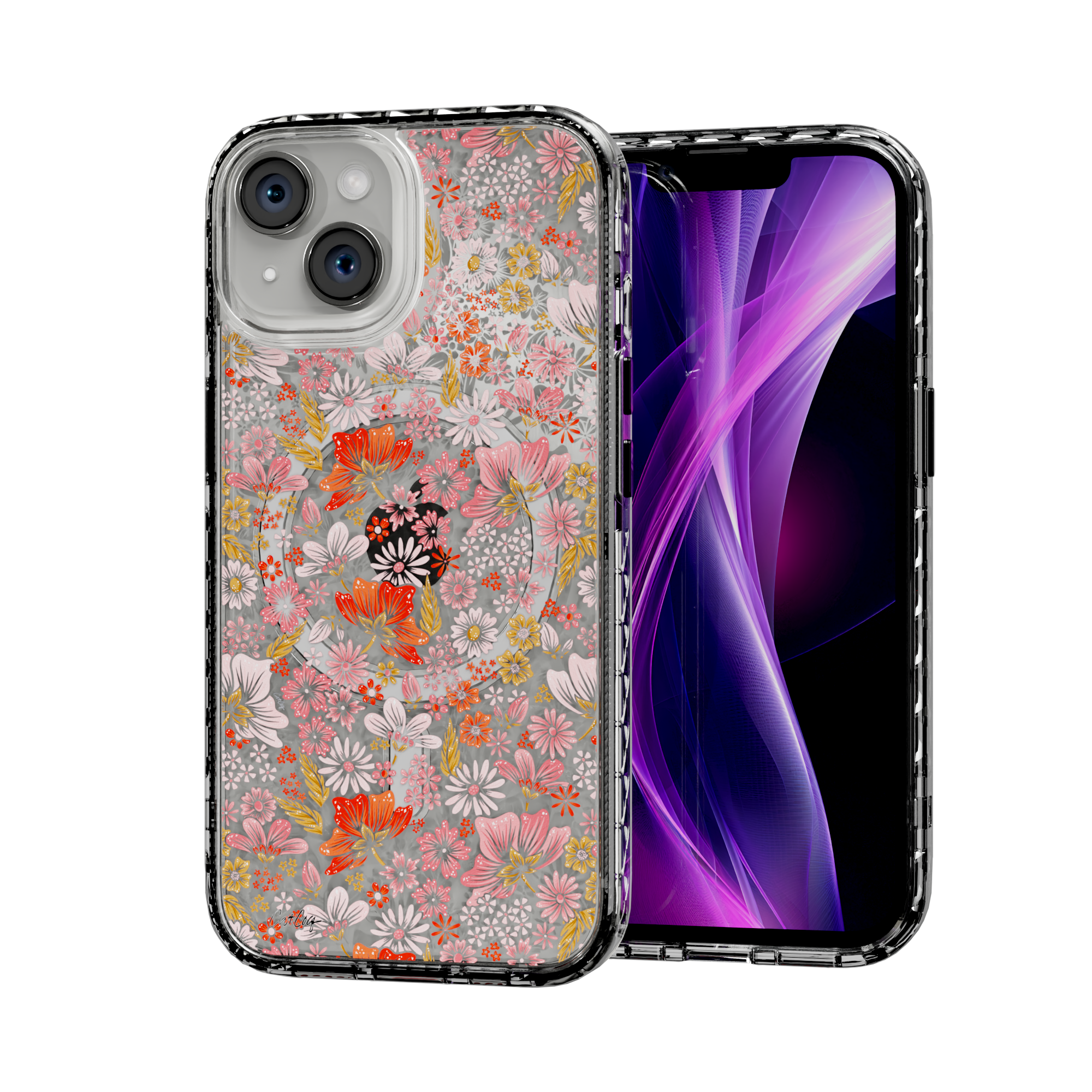 Retro Flower by CatCoq | iPhone 15 Series |  MagSafe® Case iPhone 15 / Crystal Clear