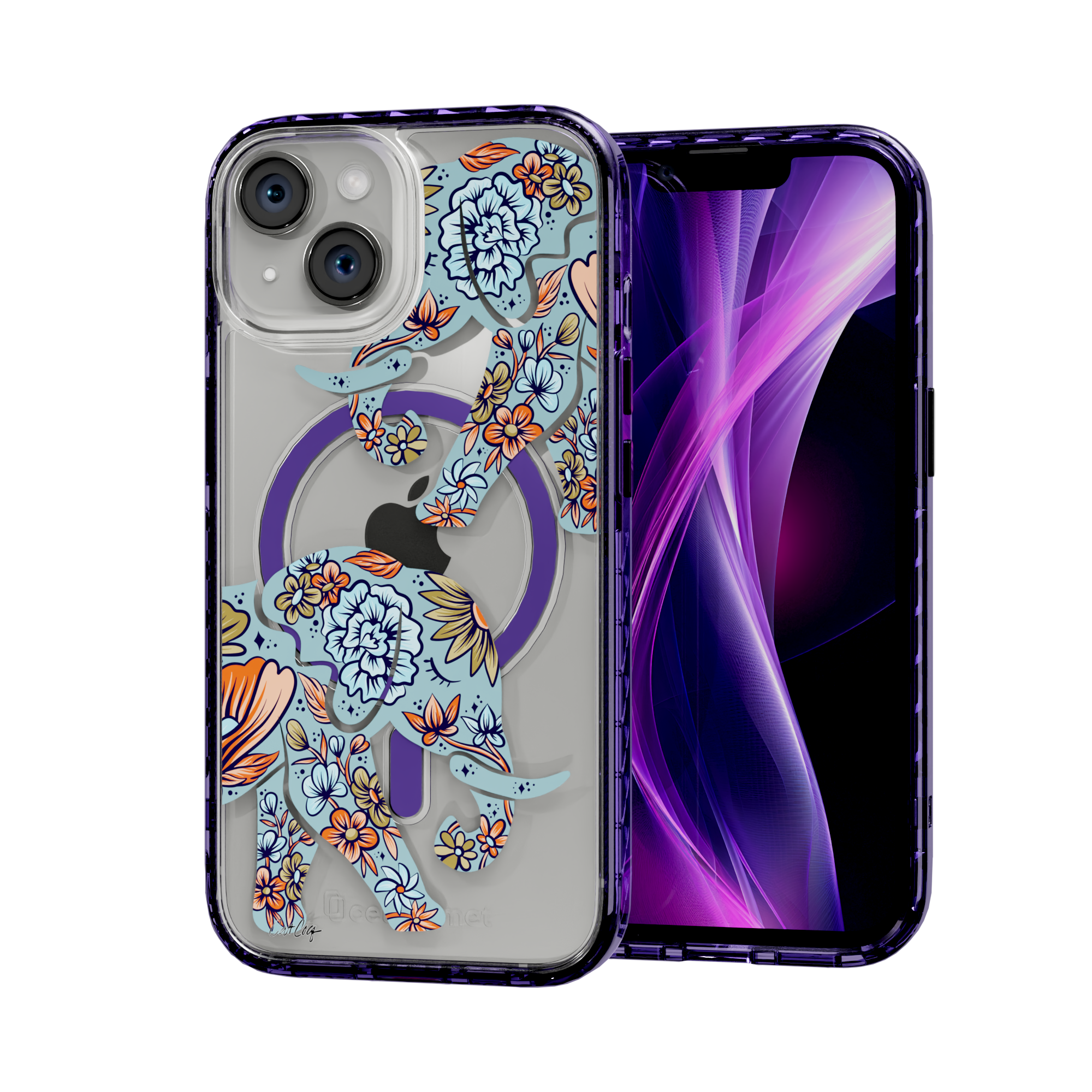 Porcelain Elephant by CatCoq | iPhone 15 Series |  MagSafe® Case iPhone 15 / Midnight Lilac