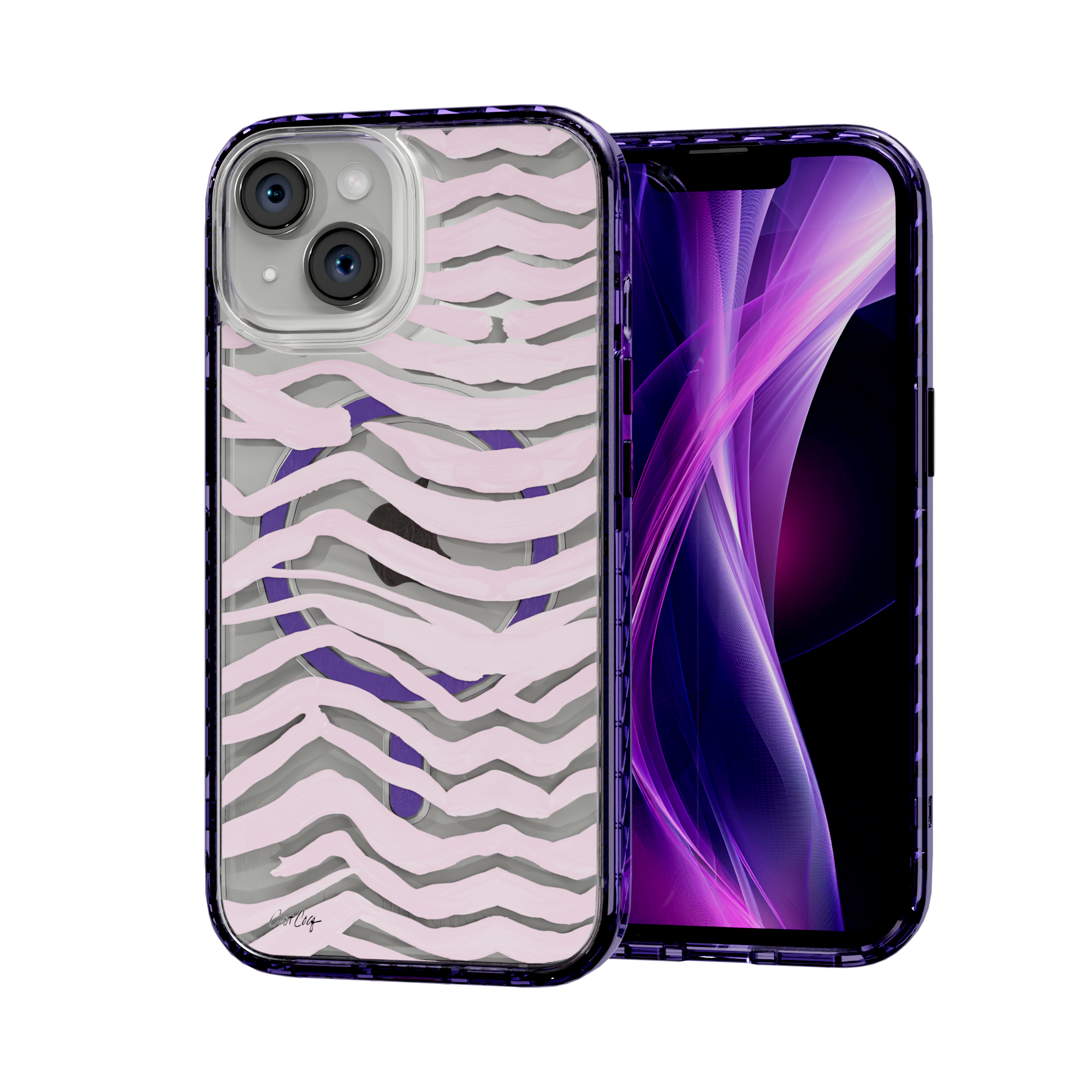 Zebra Blush by CatCoq | iPhone 15 Series |  MagSafe® Case iPhone 15 / Midnight Lilac