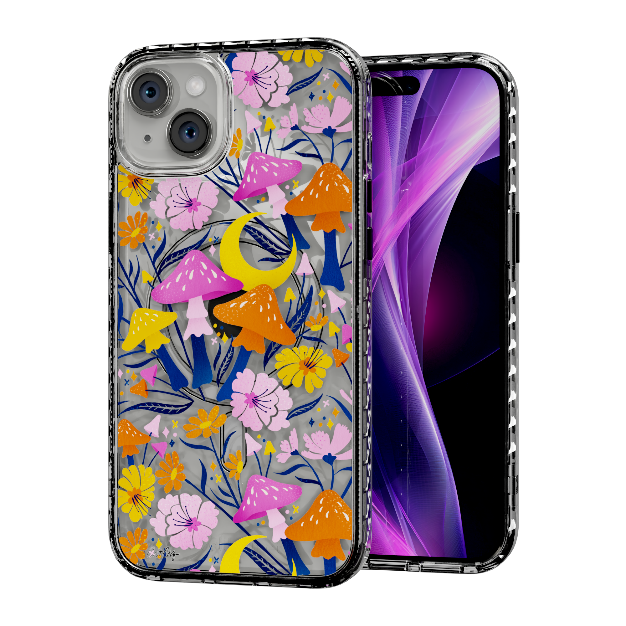 Blooms and Shrooms by CatCoq | iPhone 15 Series |  MagSafe® Case iPhone 15 Plus / Crystal Clear